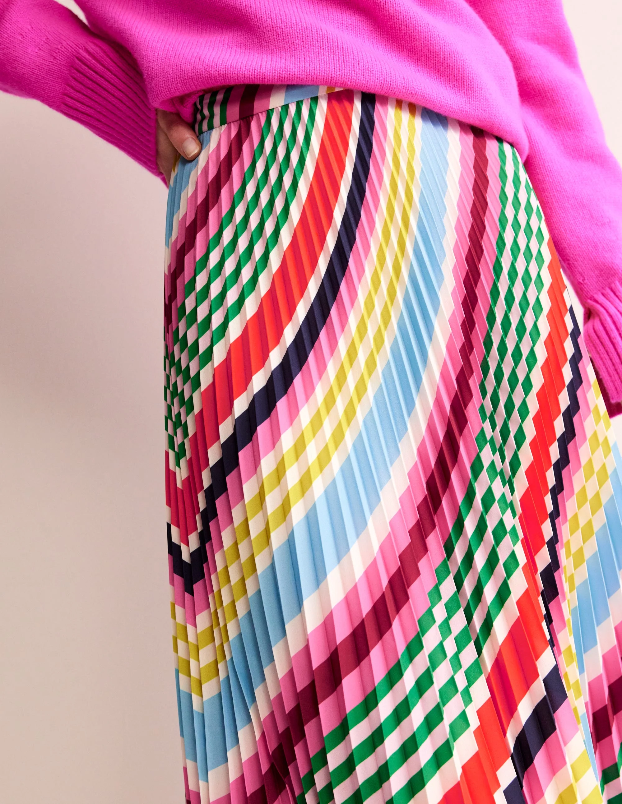 Pleated Midi Skirt-Varigated Multistripe - Image 2