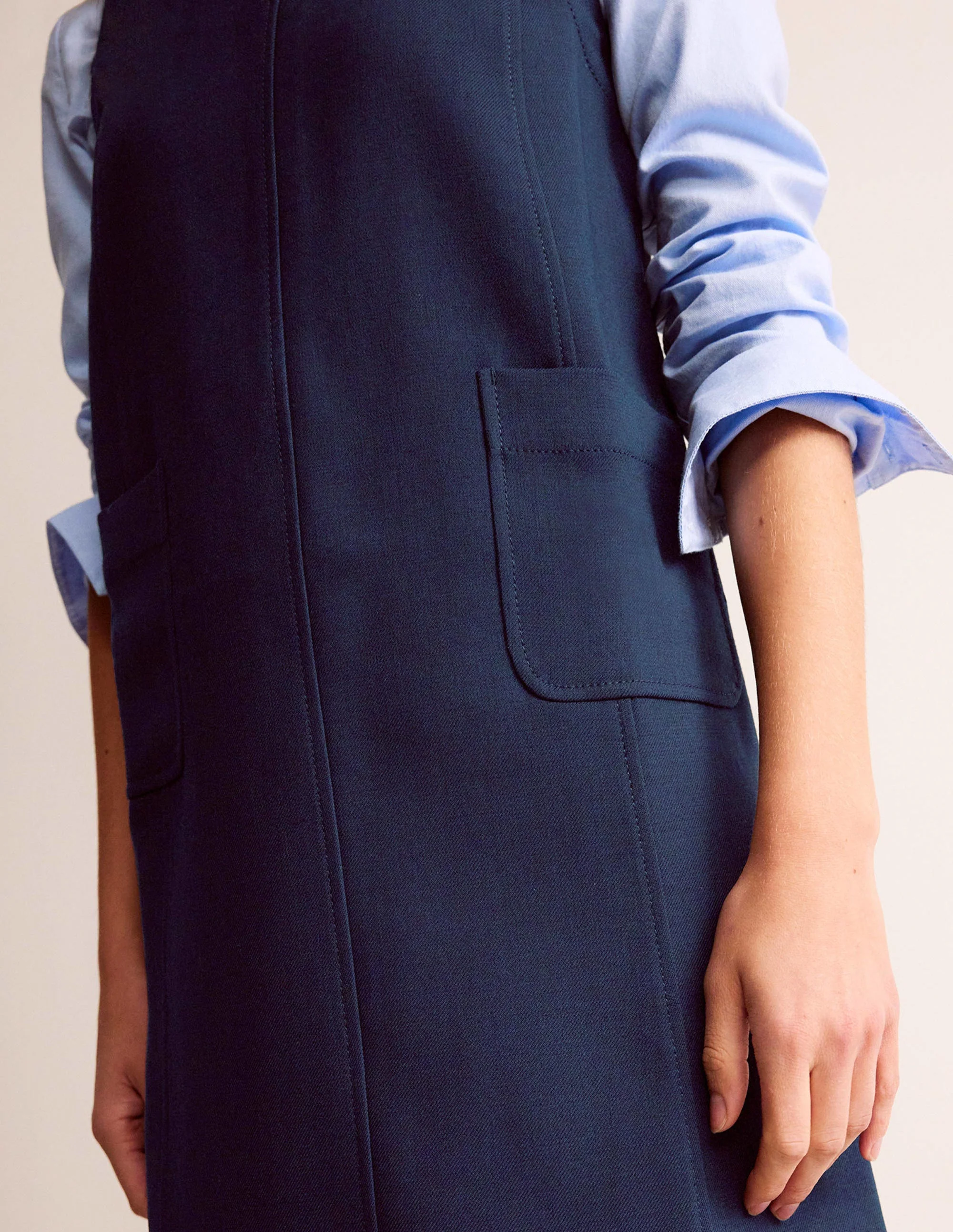 Pocket Detail Mini Shift Dress-French Navy - Image 2