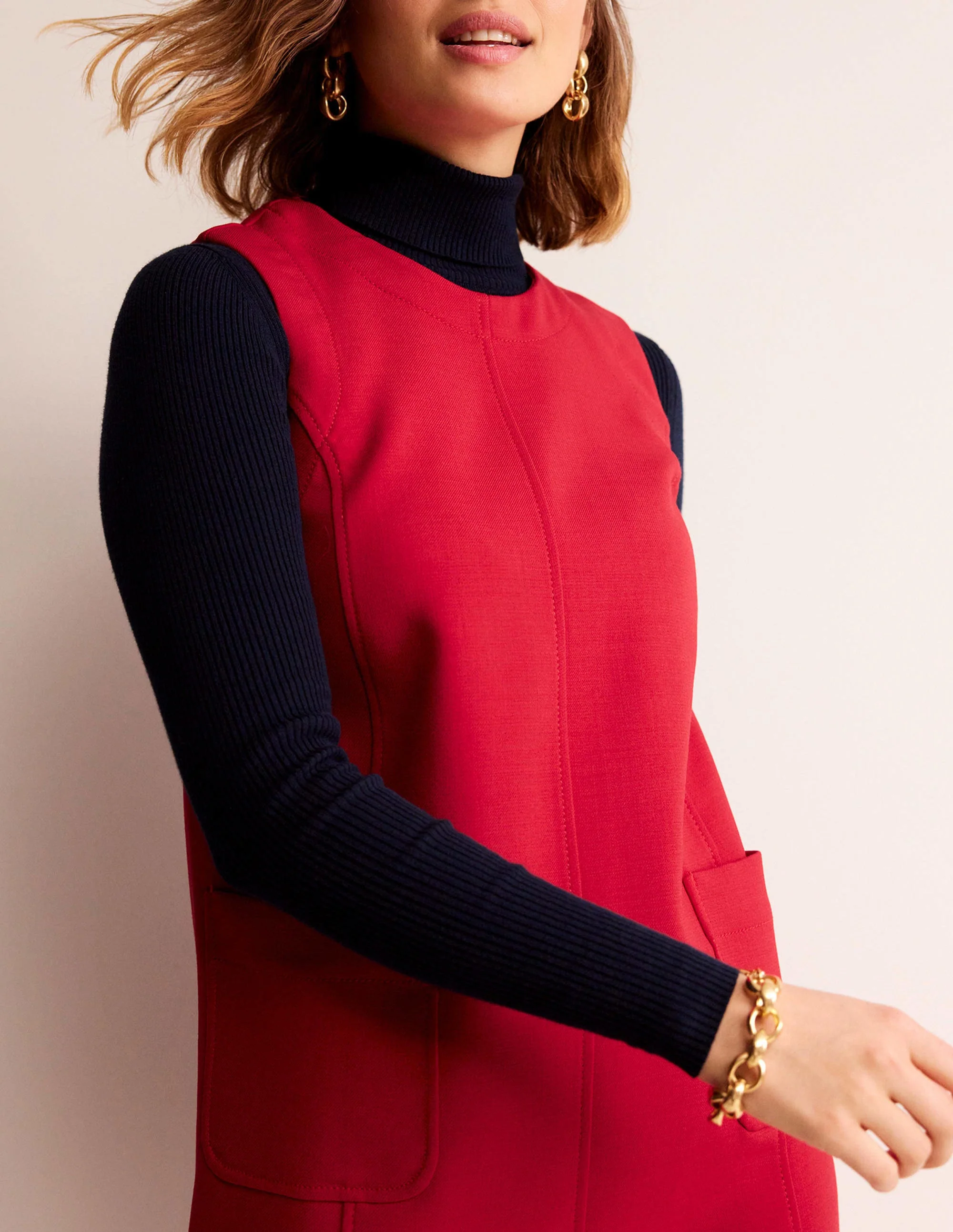 Pocket Detail Mini Shift Dress-Hot Pepper - Image 2