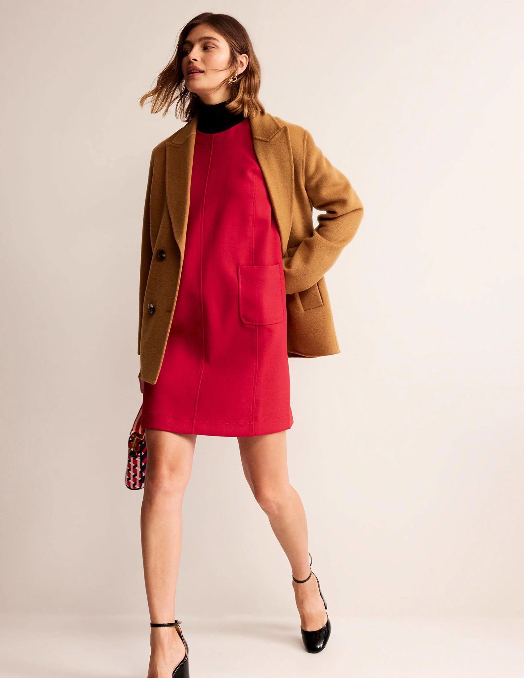 Pocket Detail Mini Shift Dress-Hot Pepper - Image 4