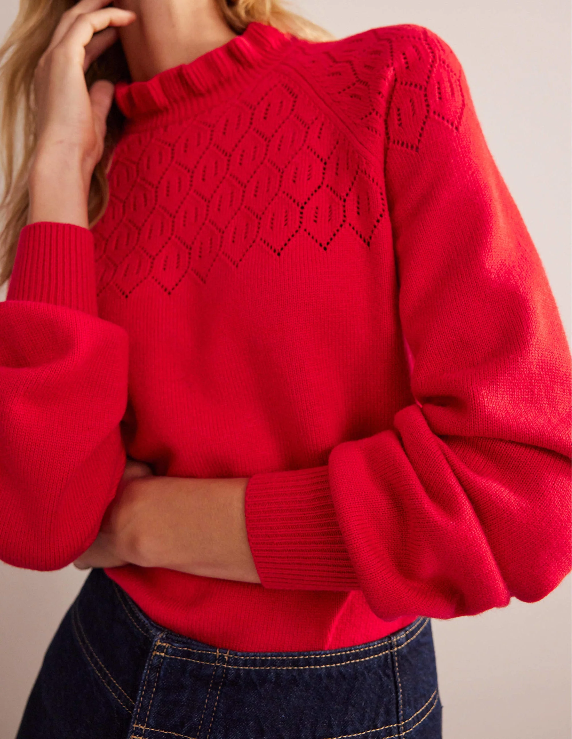 Pointelle Detailed Jumper-Hot Pepper - Image 2