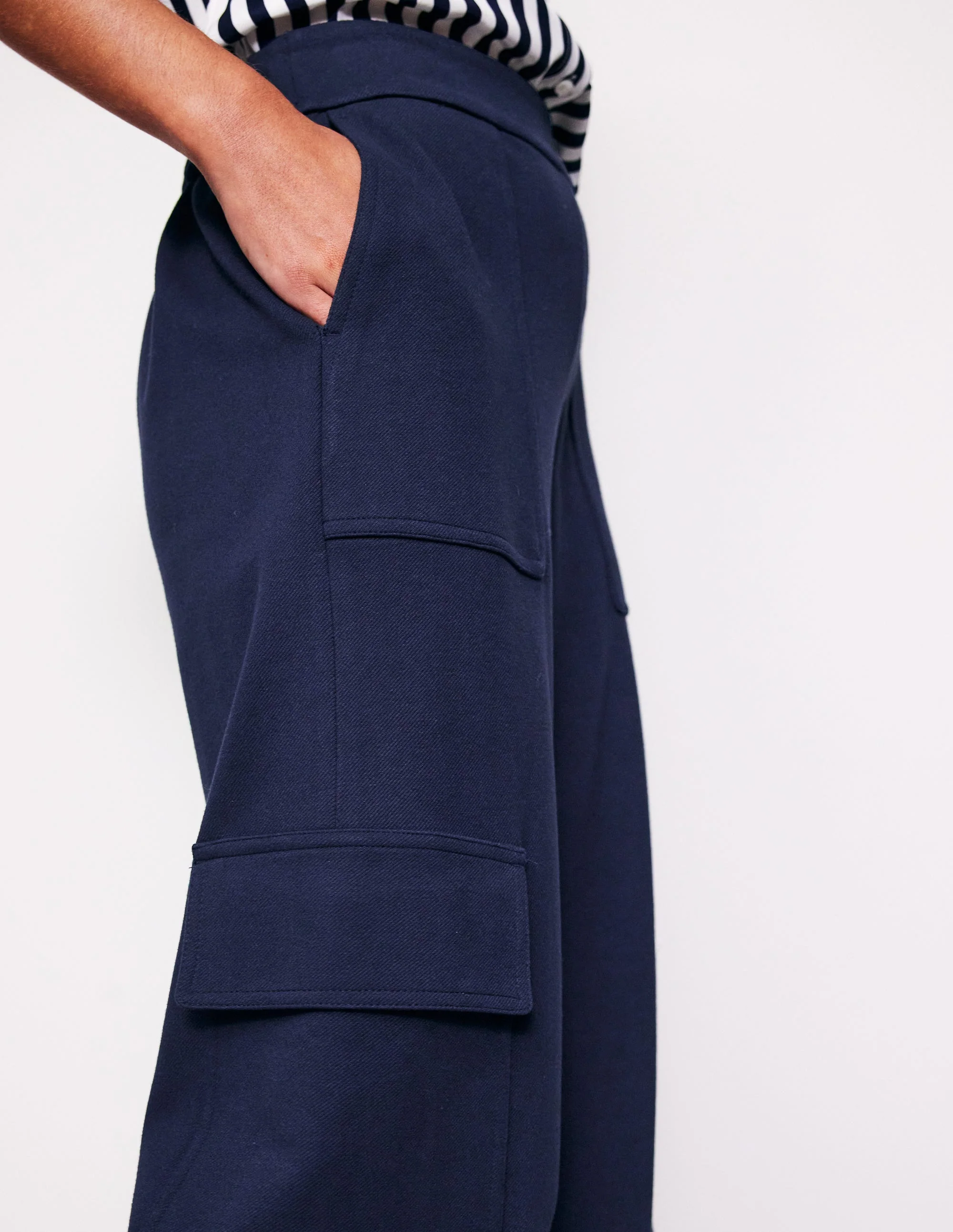 Ponte Twill Pull-on Trousers-Navy - Image 2