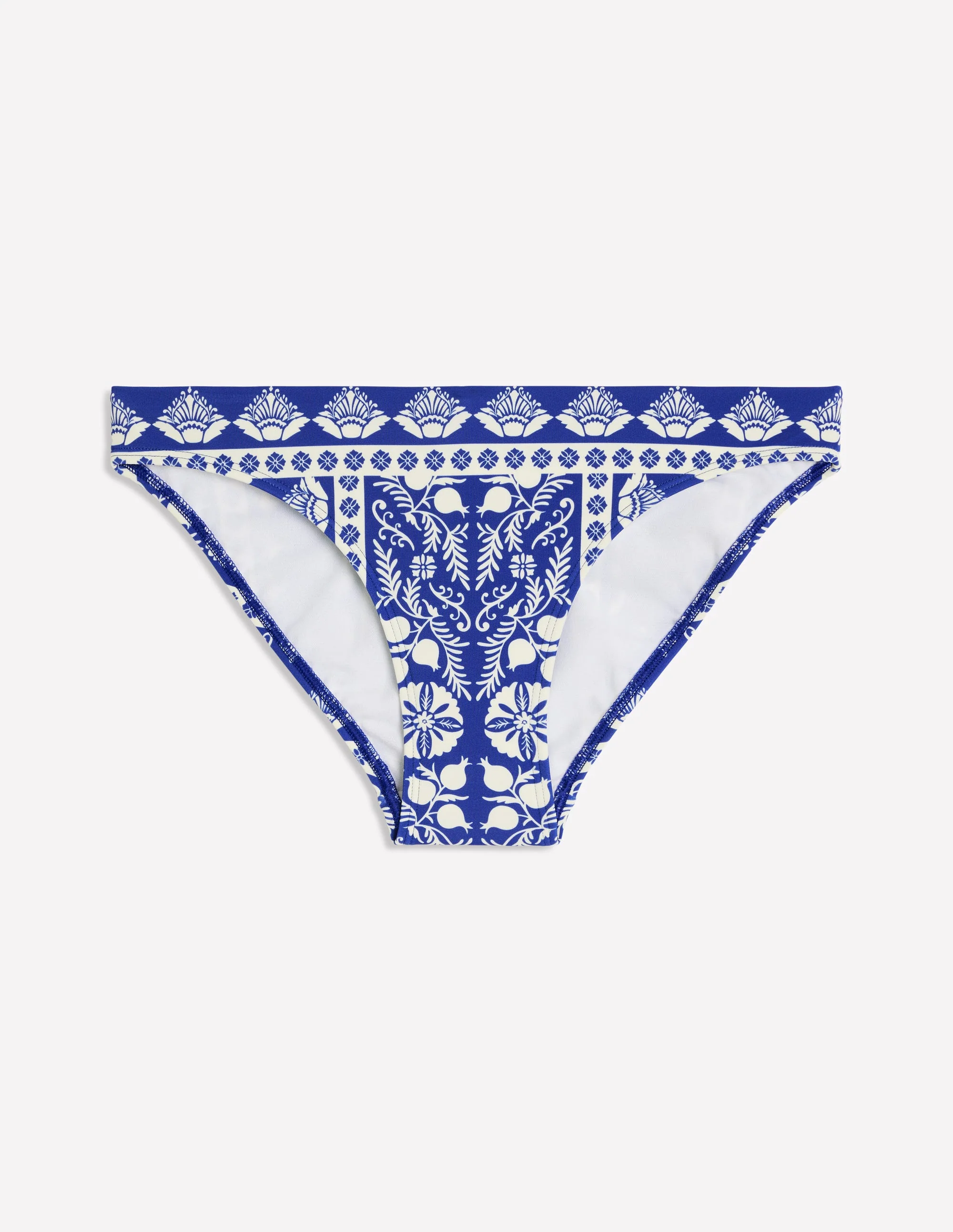 Porto Bikini Bottoms-Bright Blue, Ornate Stripe - Image 6