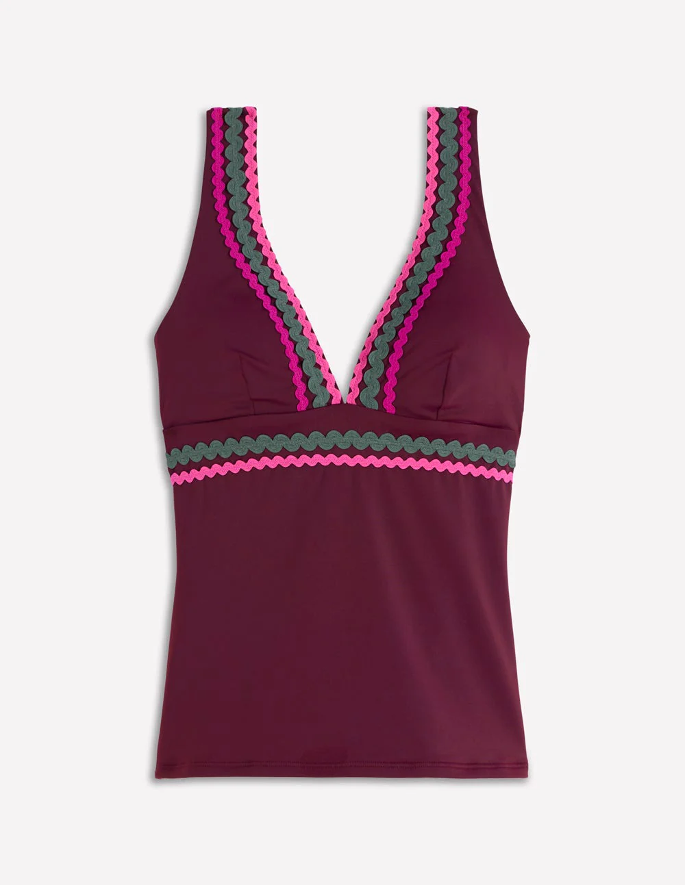Porto Tankini Top-Chocberry, Rik rak - Image 5
