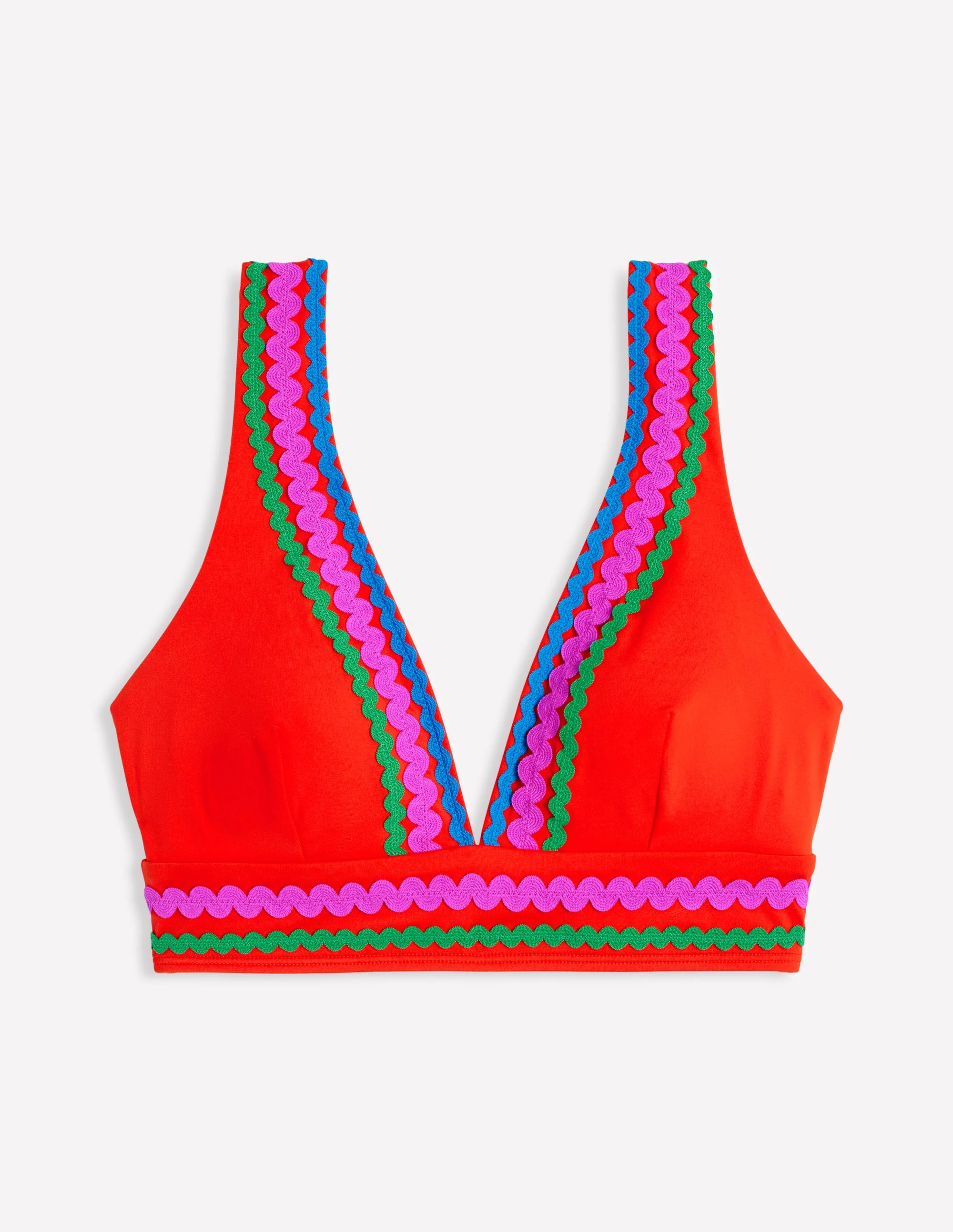 Porto V-neck Bikini Top-Fire Red Rik Rak - Image 6