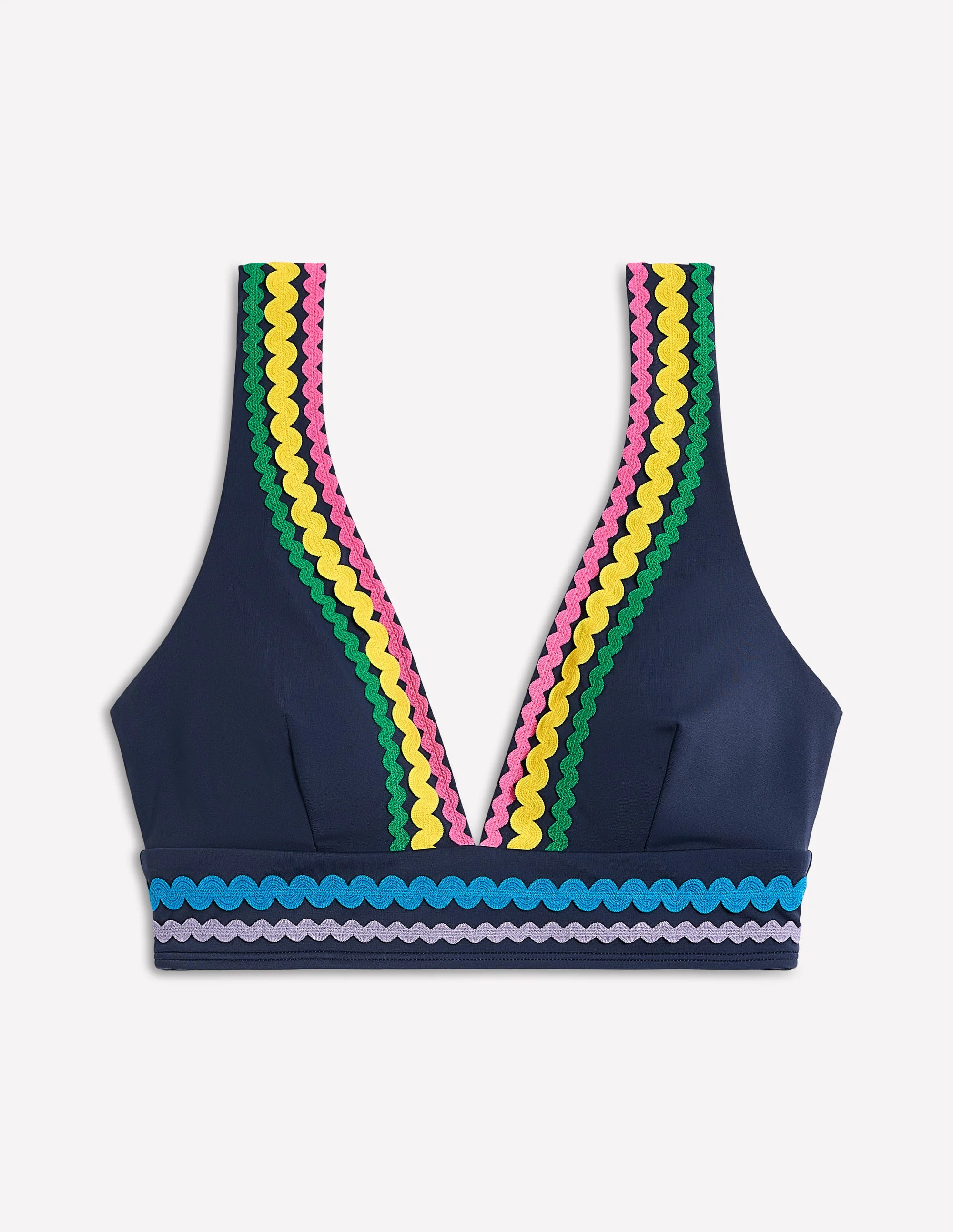 Porto V-neck Bikini Top-Navy Rik Rak - Image 5