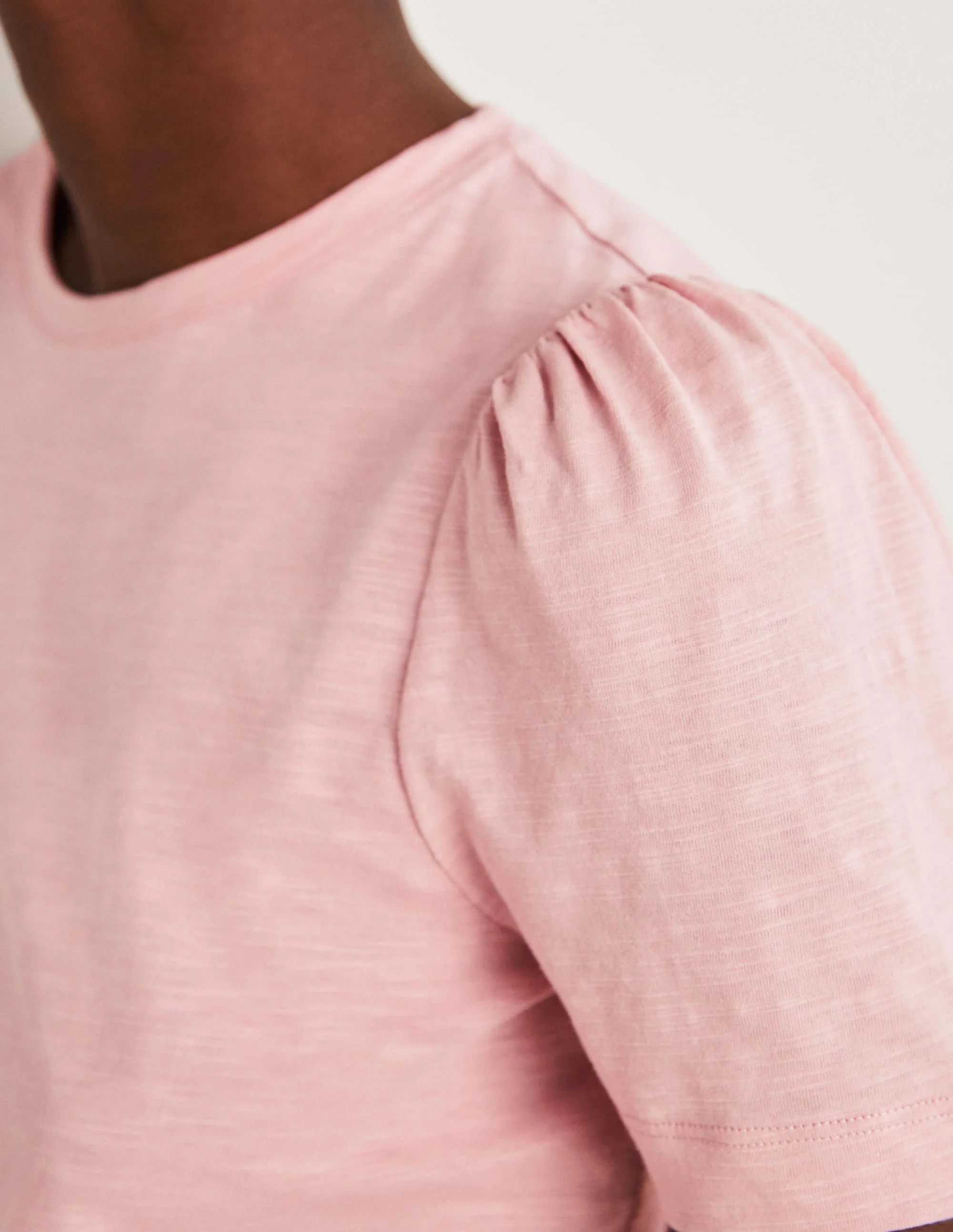 Puff Sleeve Cotton T-Shirt-Milkshake - Image 2
