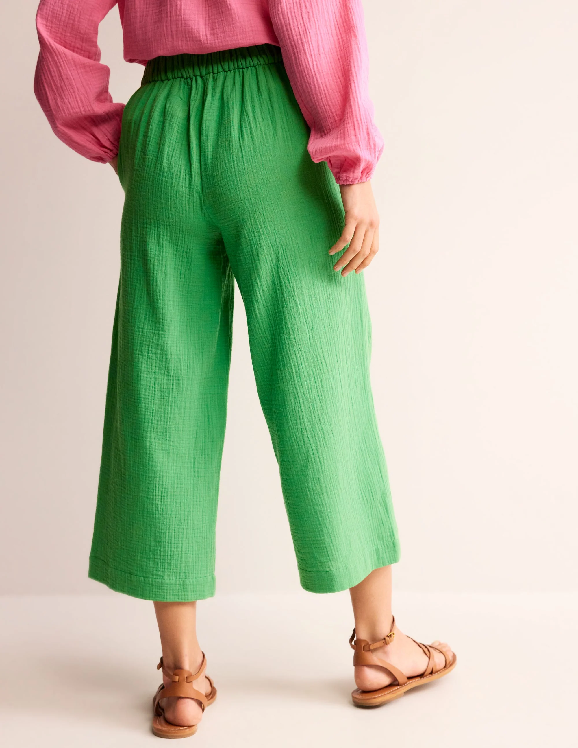 Pull-on Doublecloth Trousers-Kelly Green - Image 3