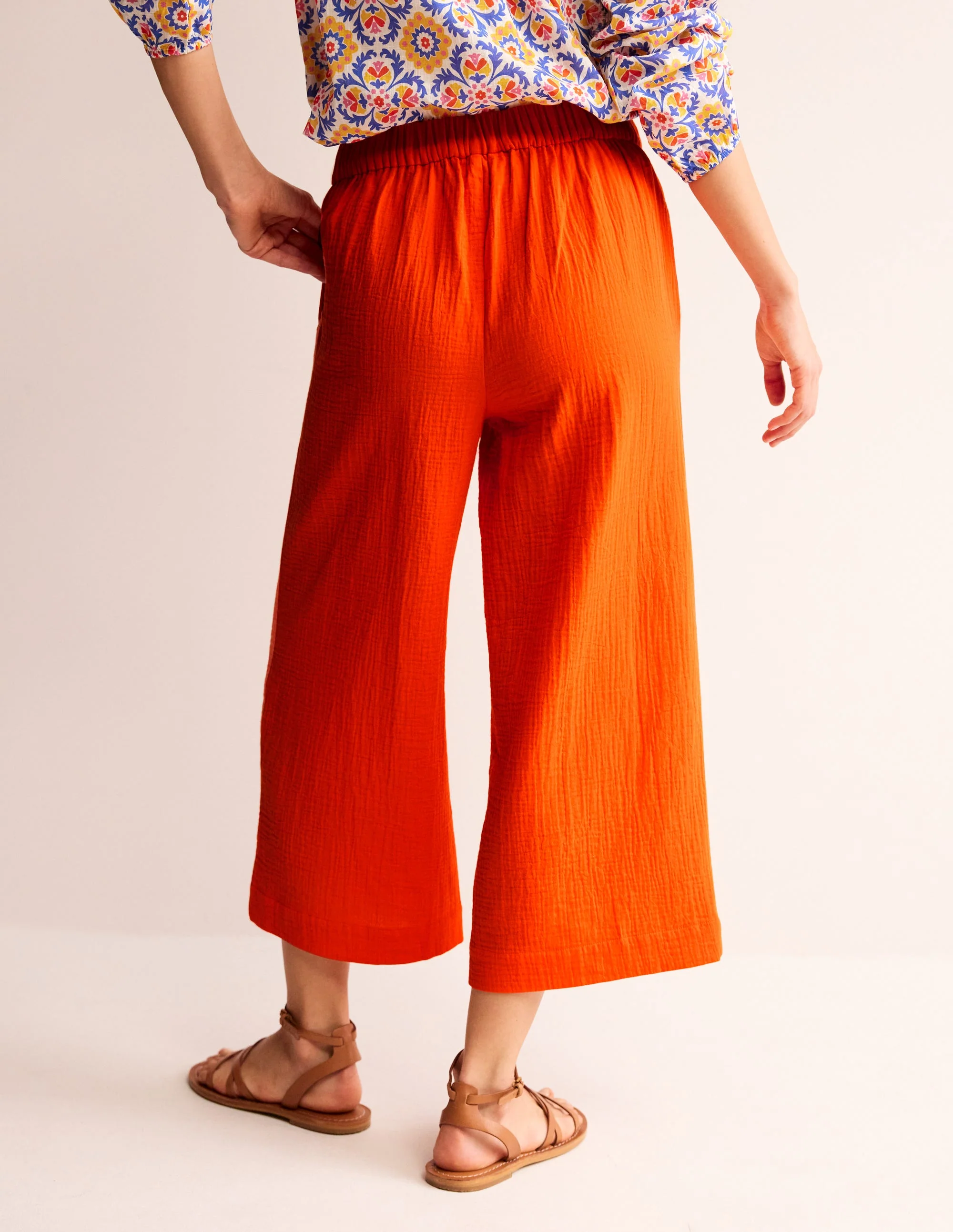 Pull-on Doublecloth Trousers-Mandarin Orange - Image 3