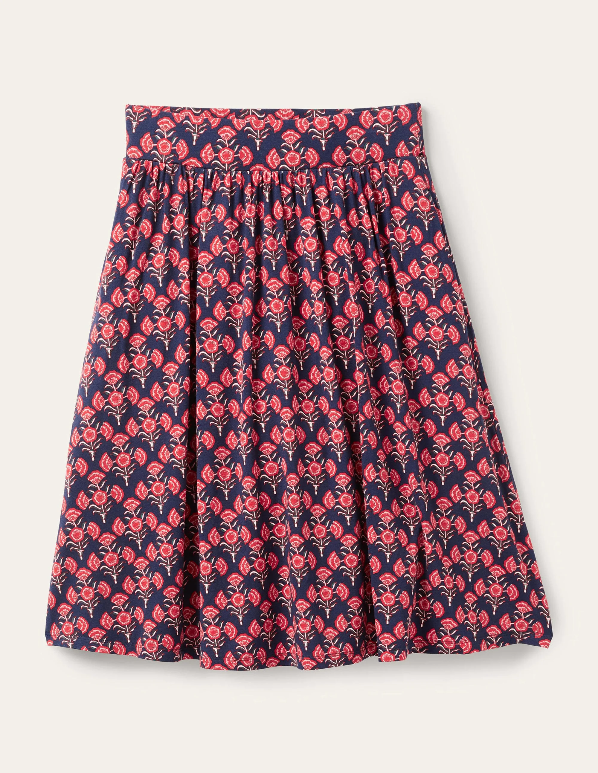 Pull On Jersey Mini Skirt-French Navy, Poppy Geo - Image 9