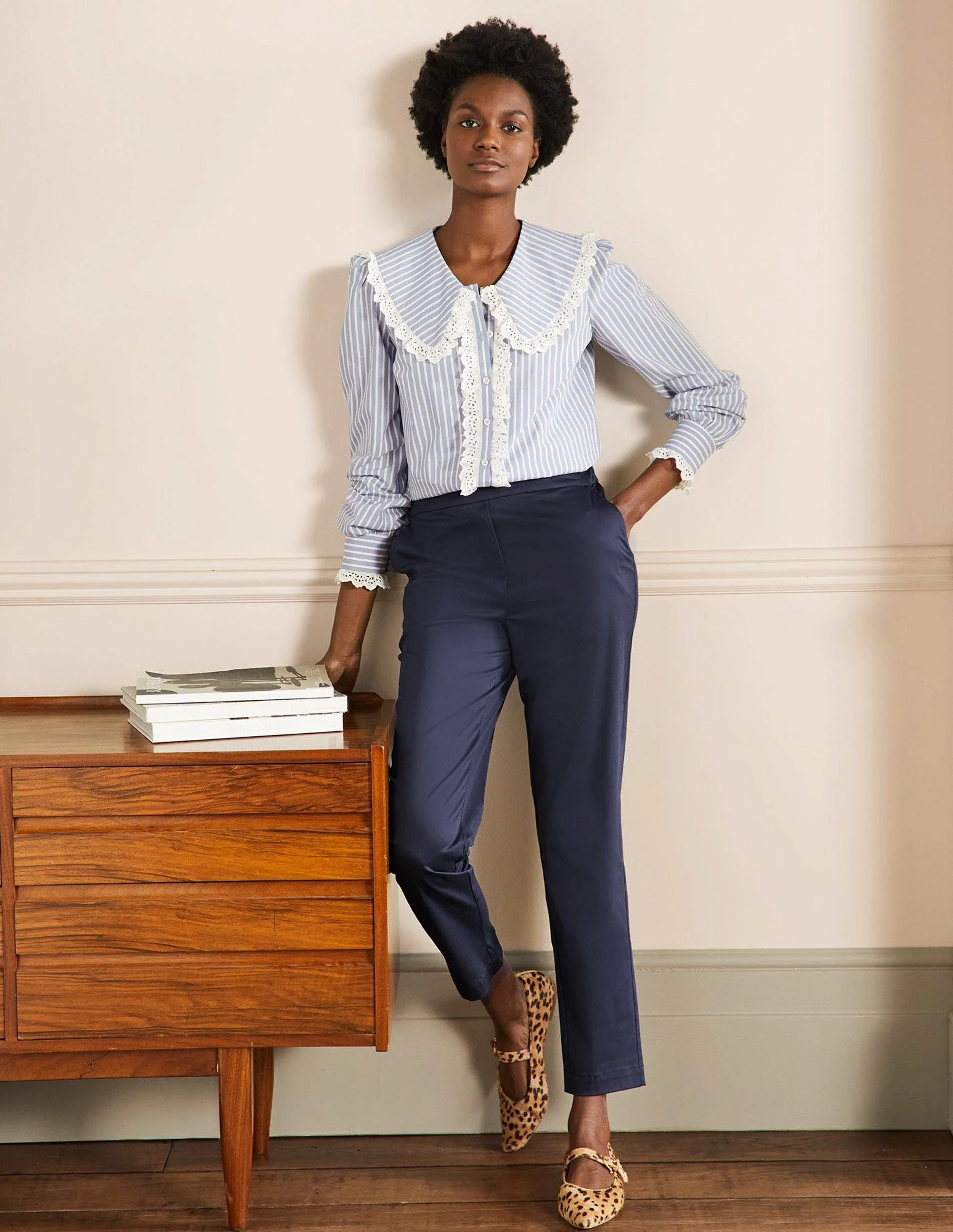 Pull On Trousers-Navy