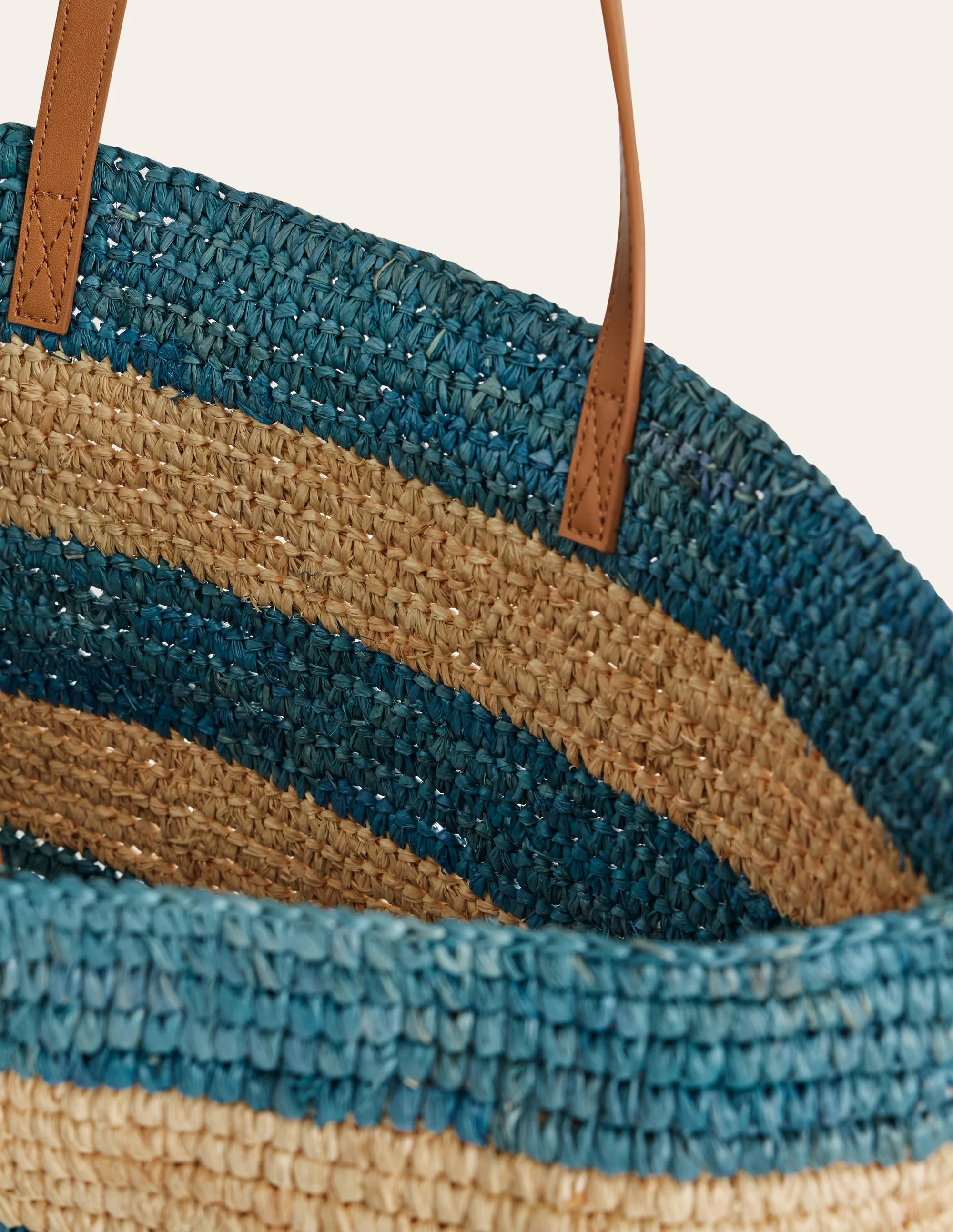 Raffia Tote Bag-Blue Stripe - Image 4