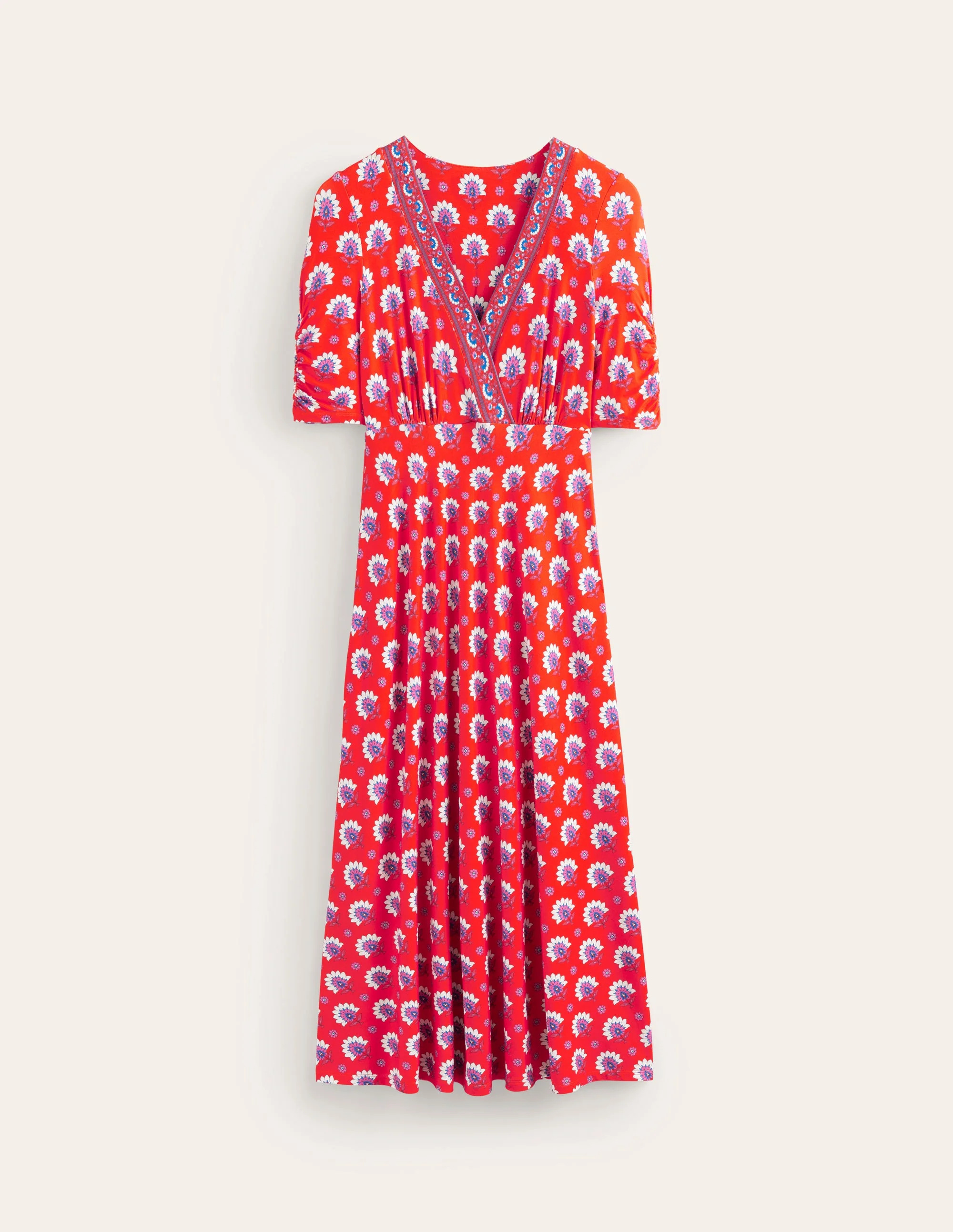 Rebecca Jersey Midi Tea Dress-Mandarin, Passion Geo - Image 7
