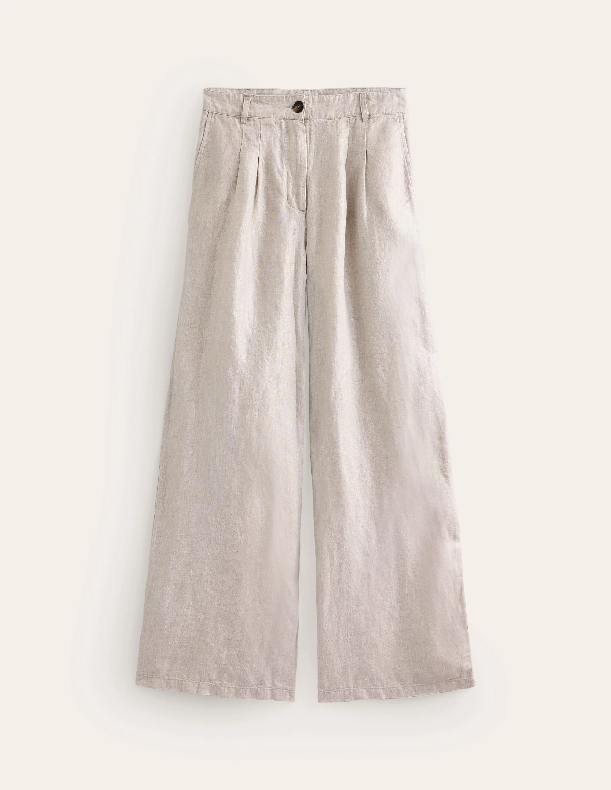 Regent Pleat Linen Trousers-Neutral Metallic - Image 8