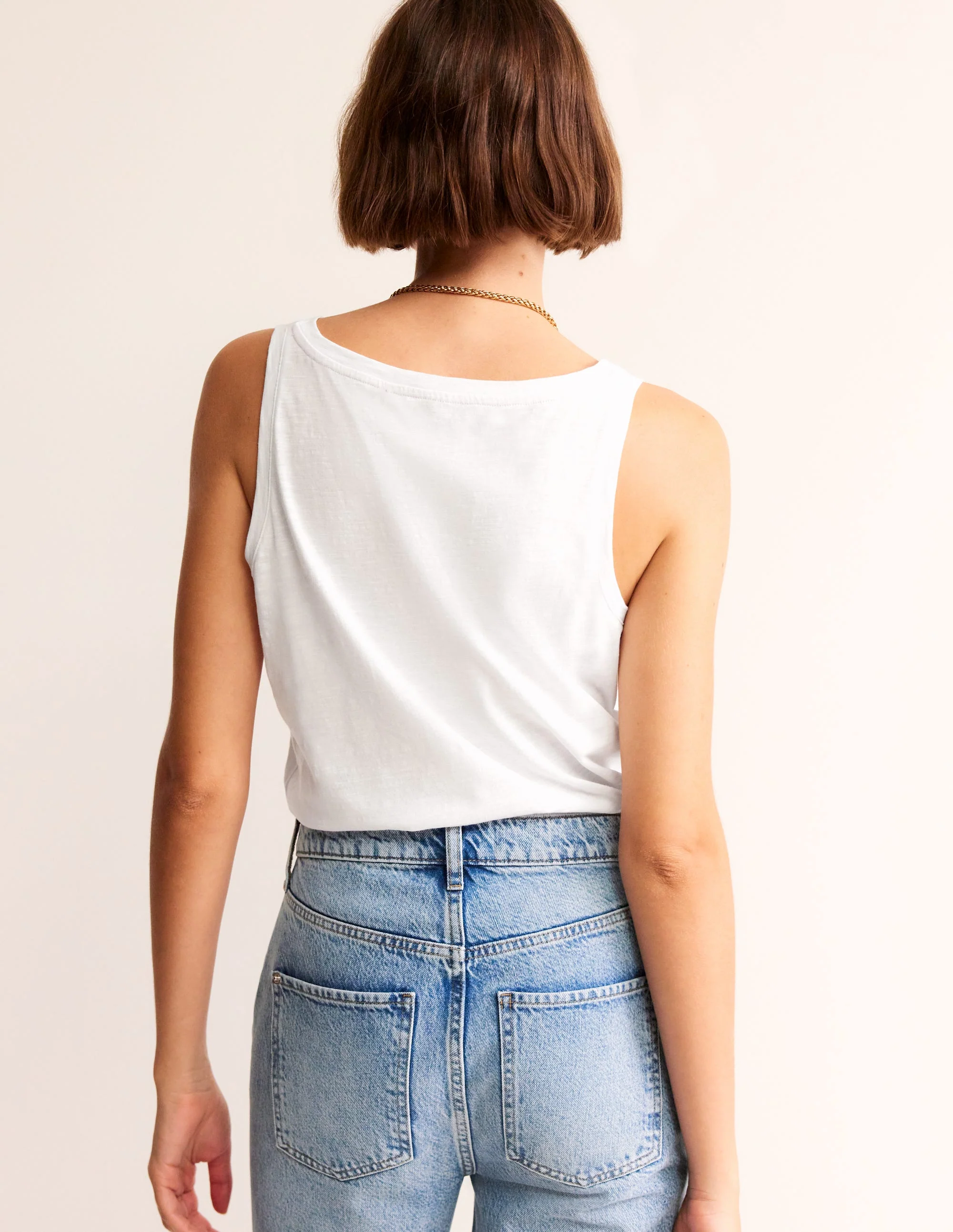 Regular V-Neck Slub Vest-White - Image 3