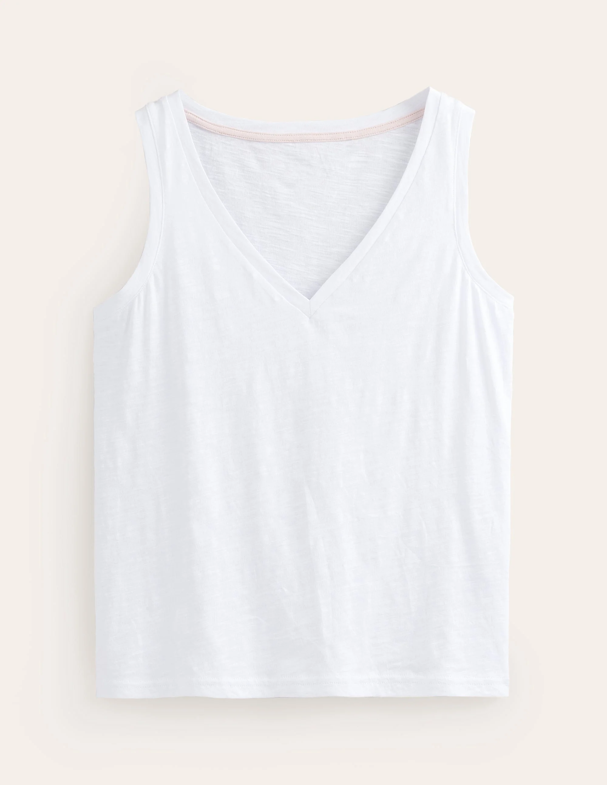 Regular V-Neck Slub Vest-White - Image 5