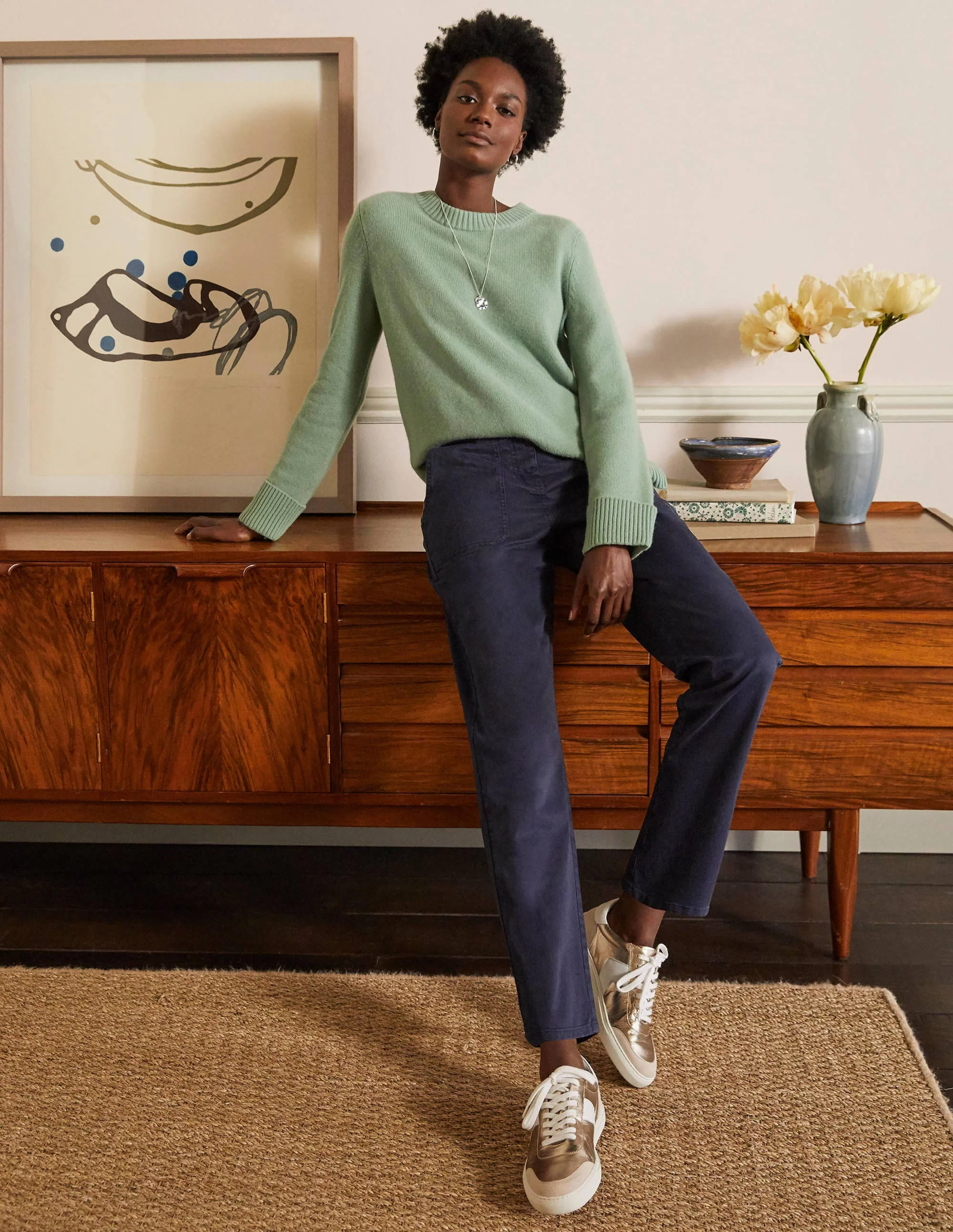 Relaxed Chino Trousers-Navy - Image 5