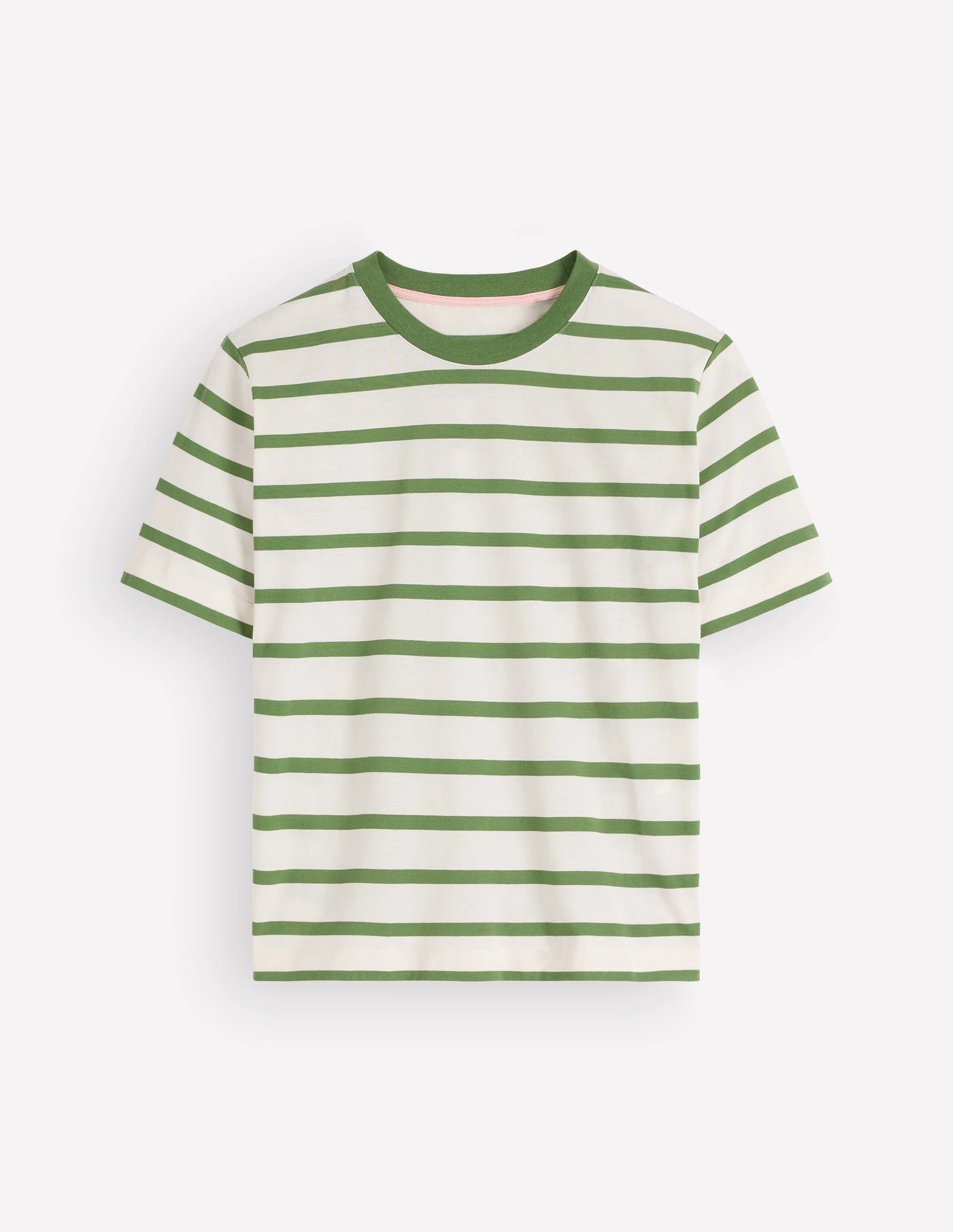 Relaxed Cotton T-shirt-Safari Green, Ivory Stripe - Image 3
