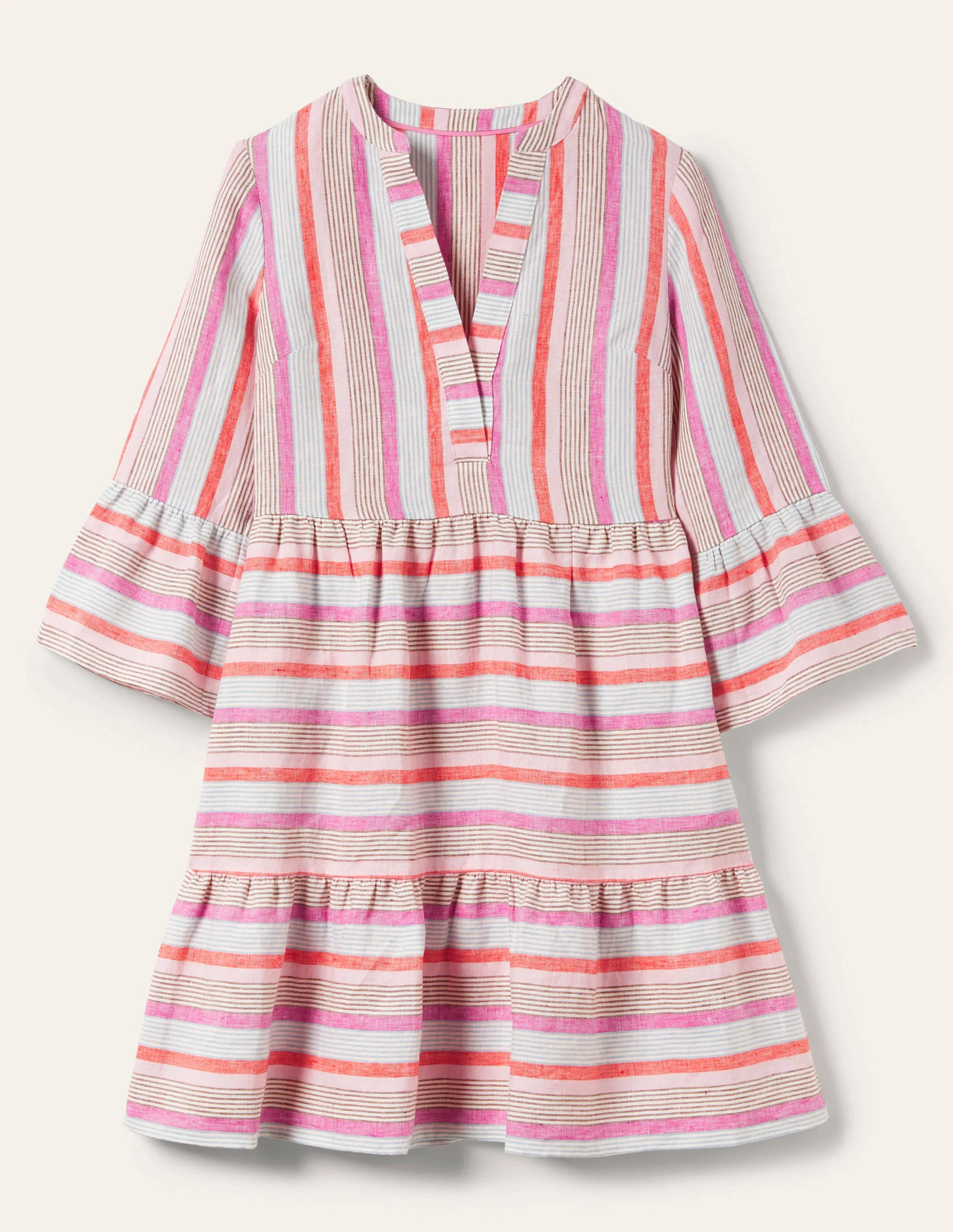 Relaxed Linen Tiered Dress-Firecracker, Cameo Pink - Image 5