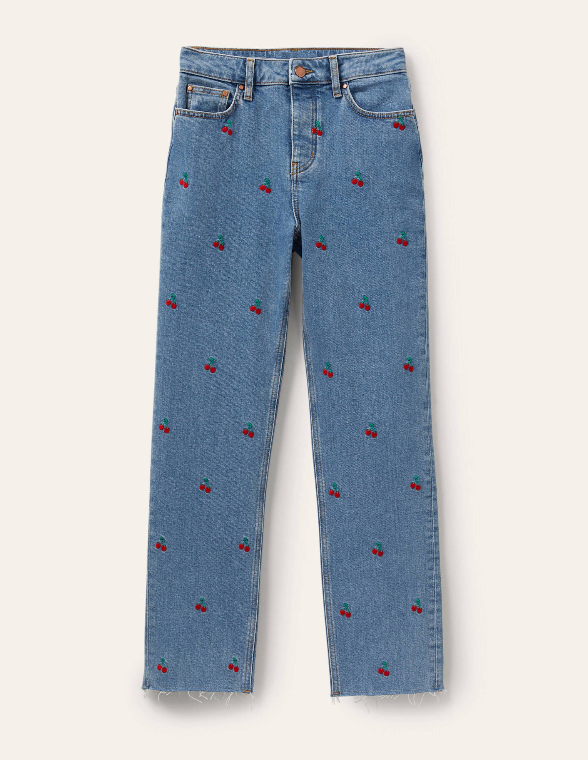 Relaxed Straight Jeans-Cherry Embroidered - Image 6