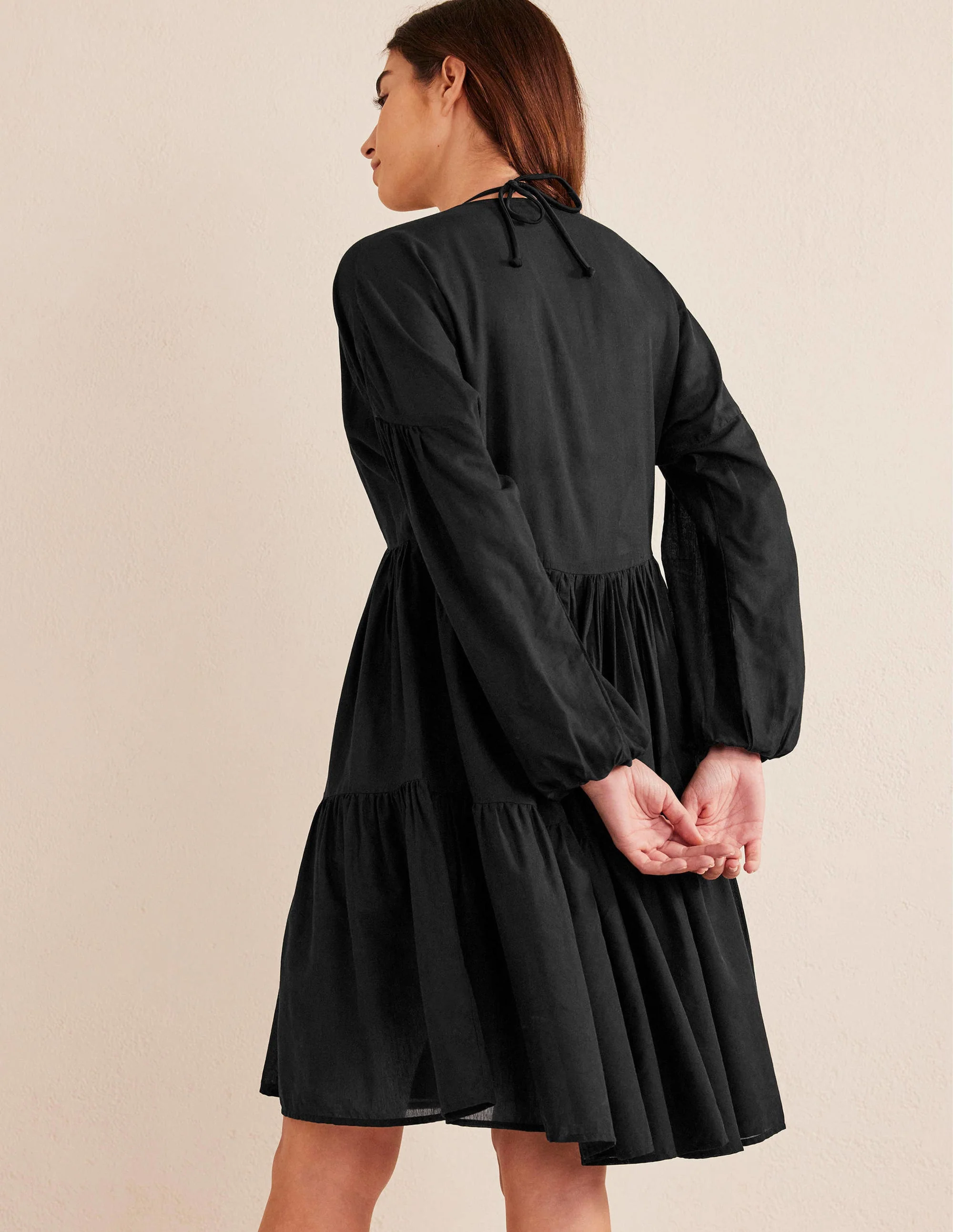 Relaxed Tiered Beach Dress-Black - Image 3