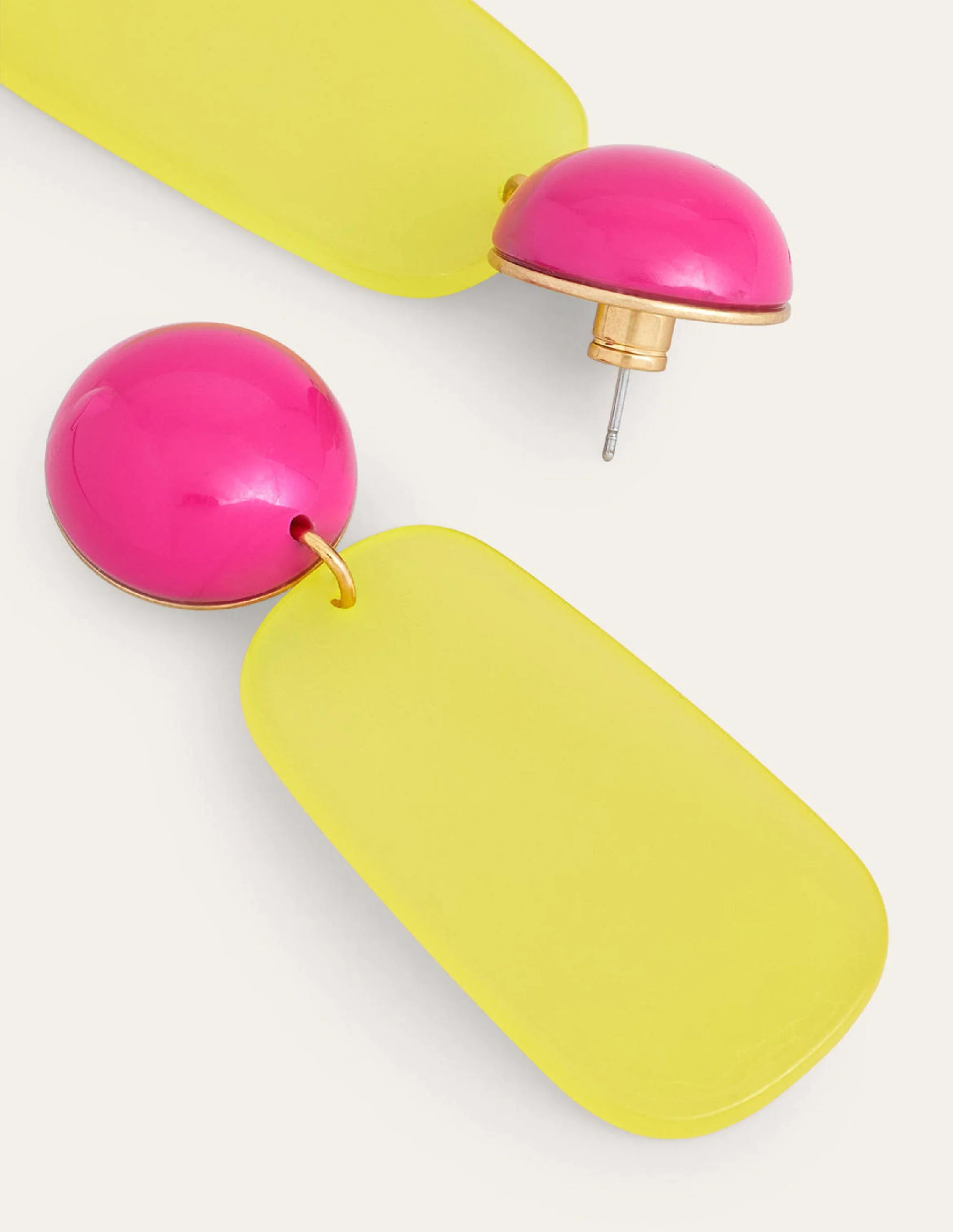 Resin Drop Earrings-Yellow - Image 2