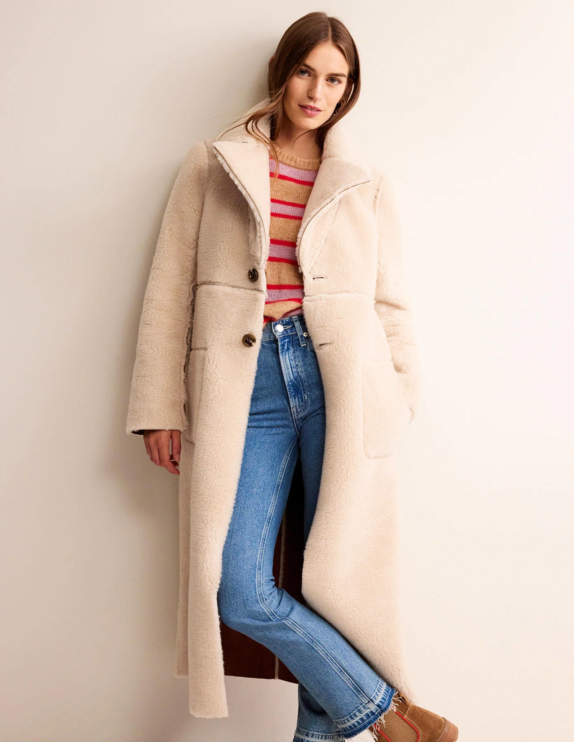 Reversible Faux-Shearling Coat-Hazel Brown - Image 3