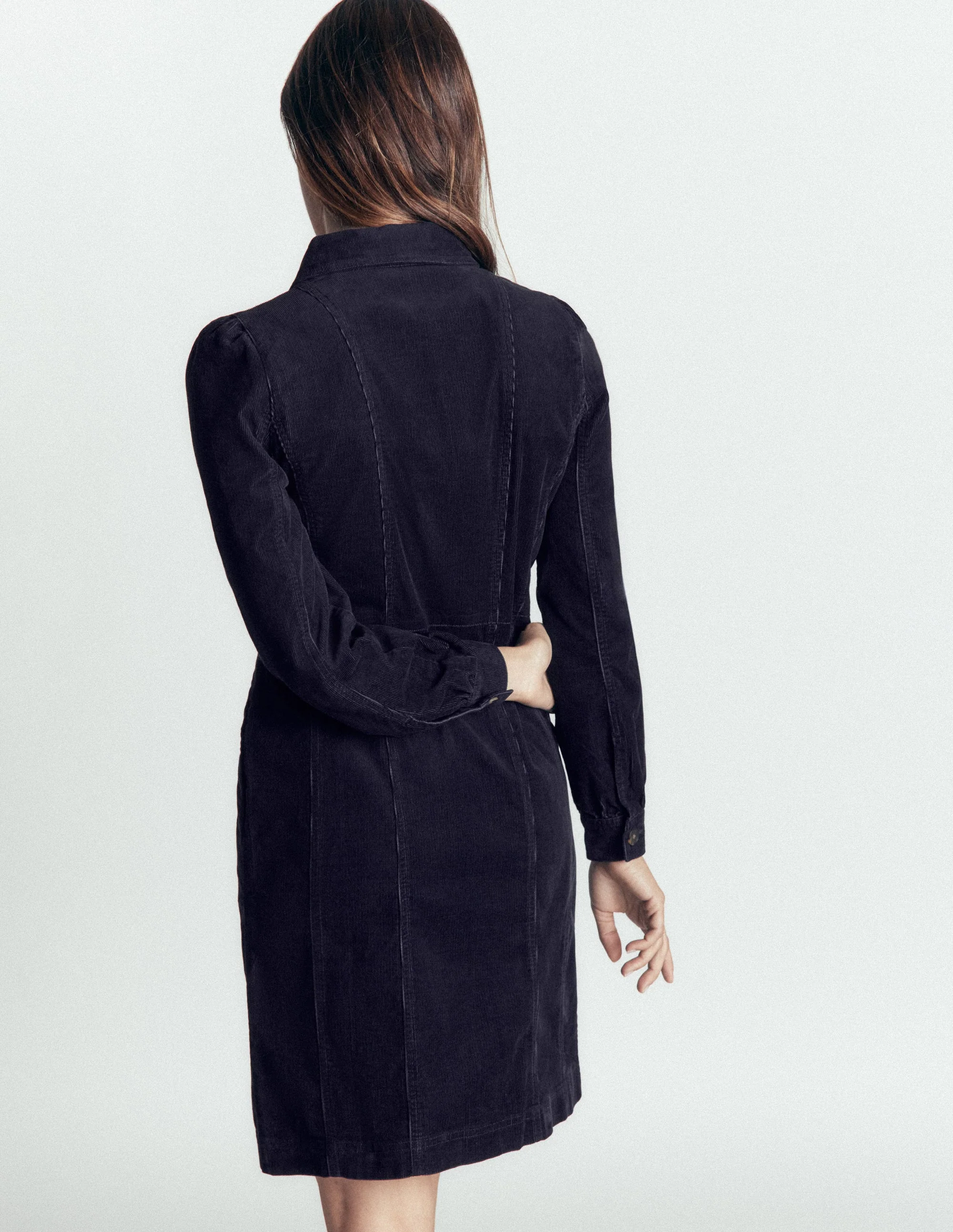 Rhoda Cord Short Dress-Navy - Image 3