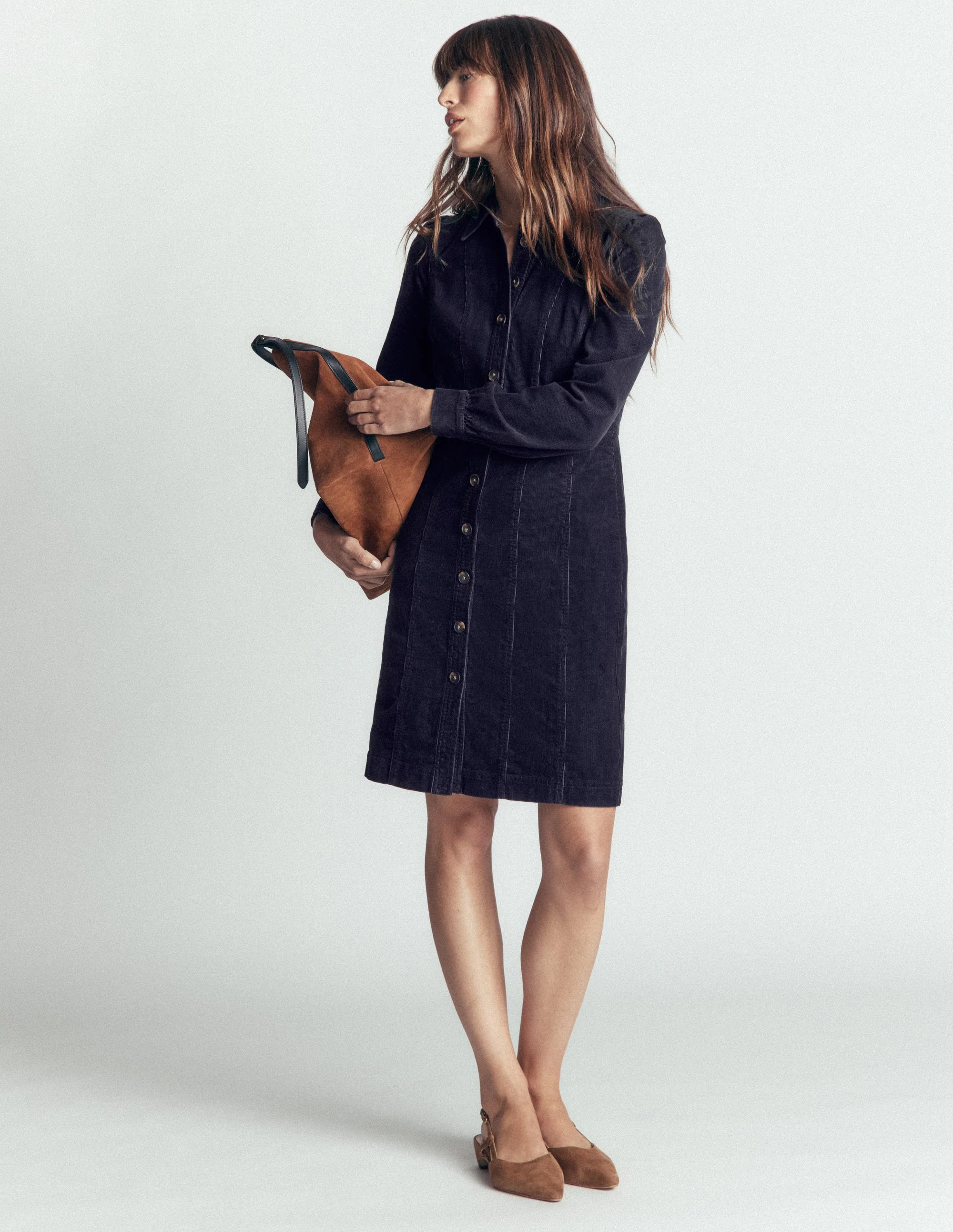 Rhoda Cord Short Dress-Navy - Image 4