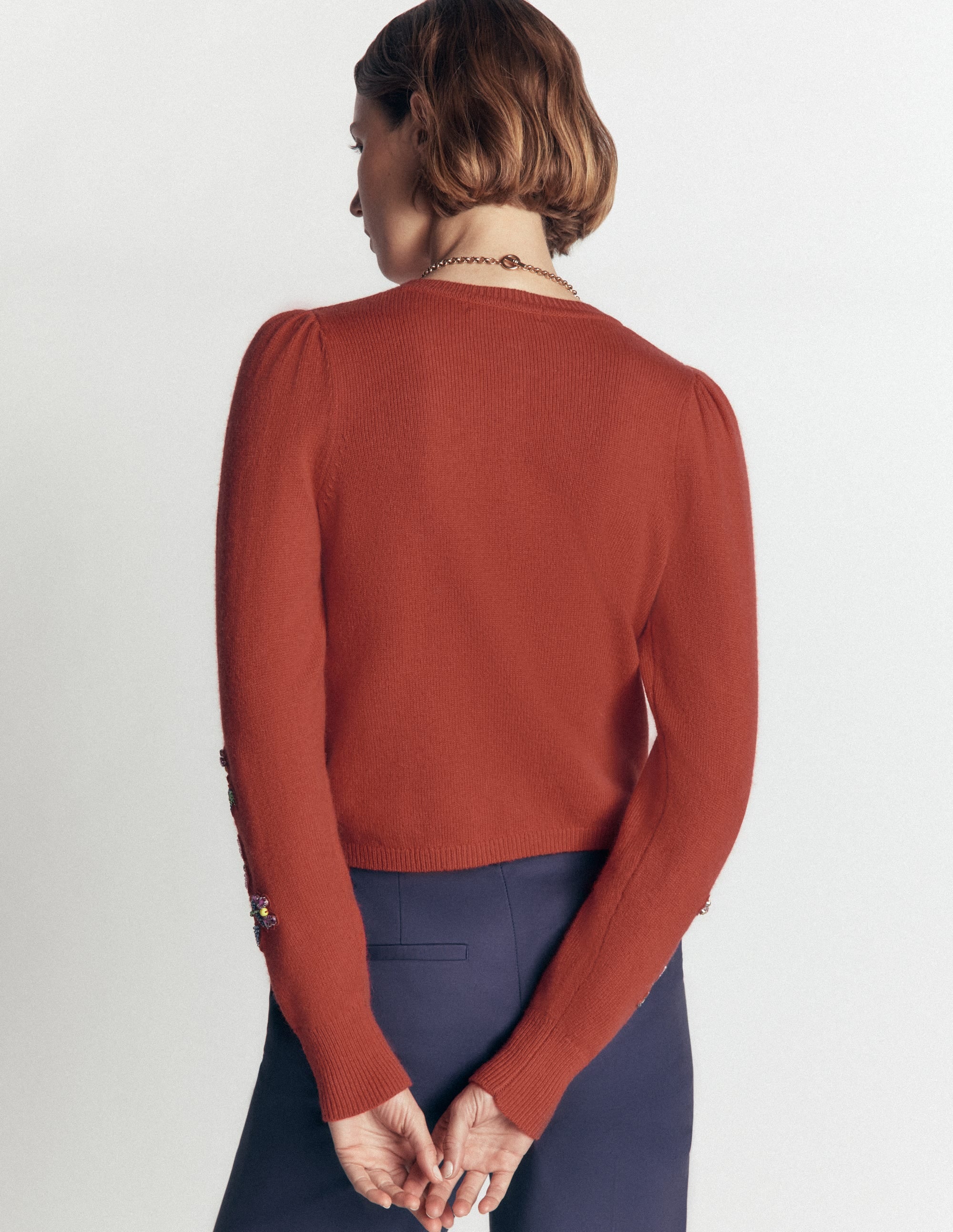 Ria Embellished Knit Cardigan-Poppy Red - Image 3