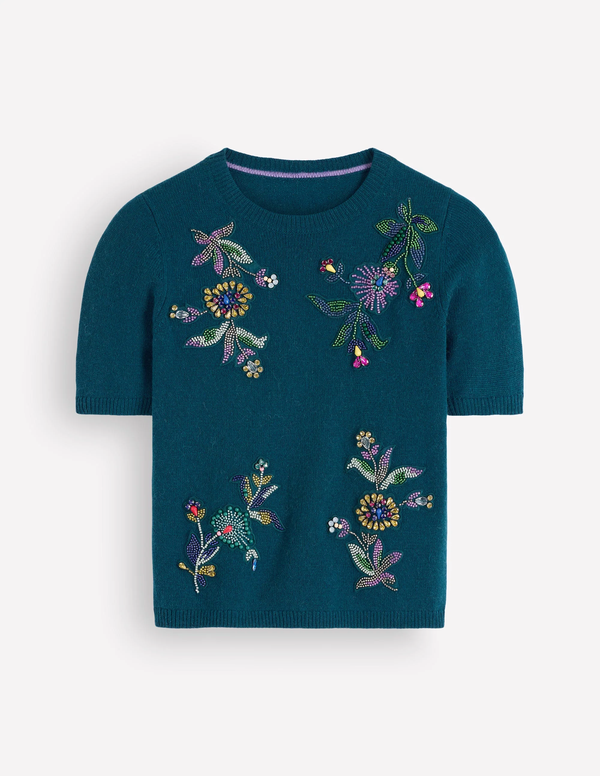 Ria Embellished Knit T-Shirt-Deep Aurora Blue - Image 7