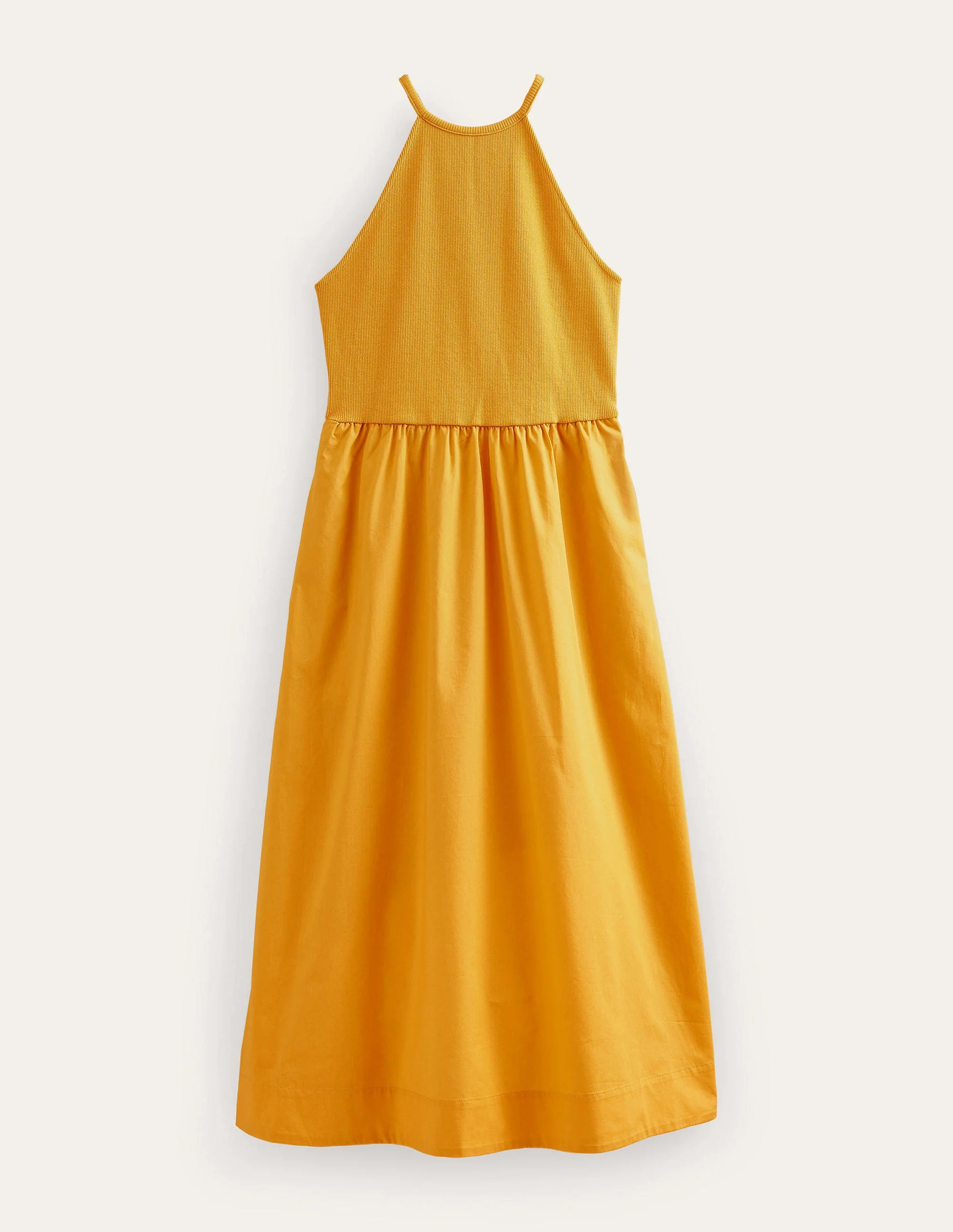 Ribbed Halterneck Midi Dress-French Marigold - Image 5