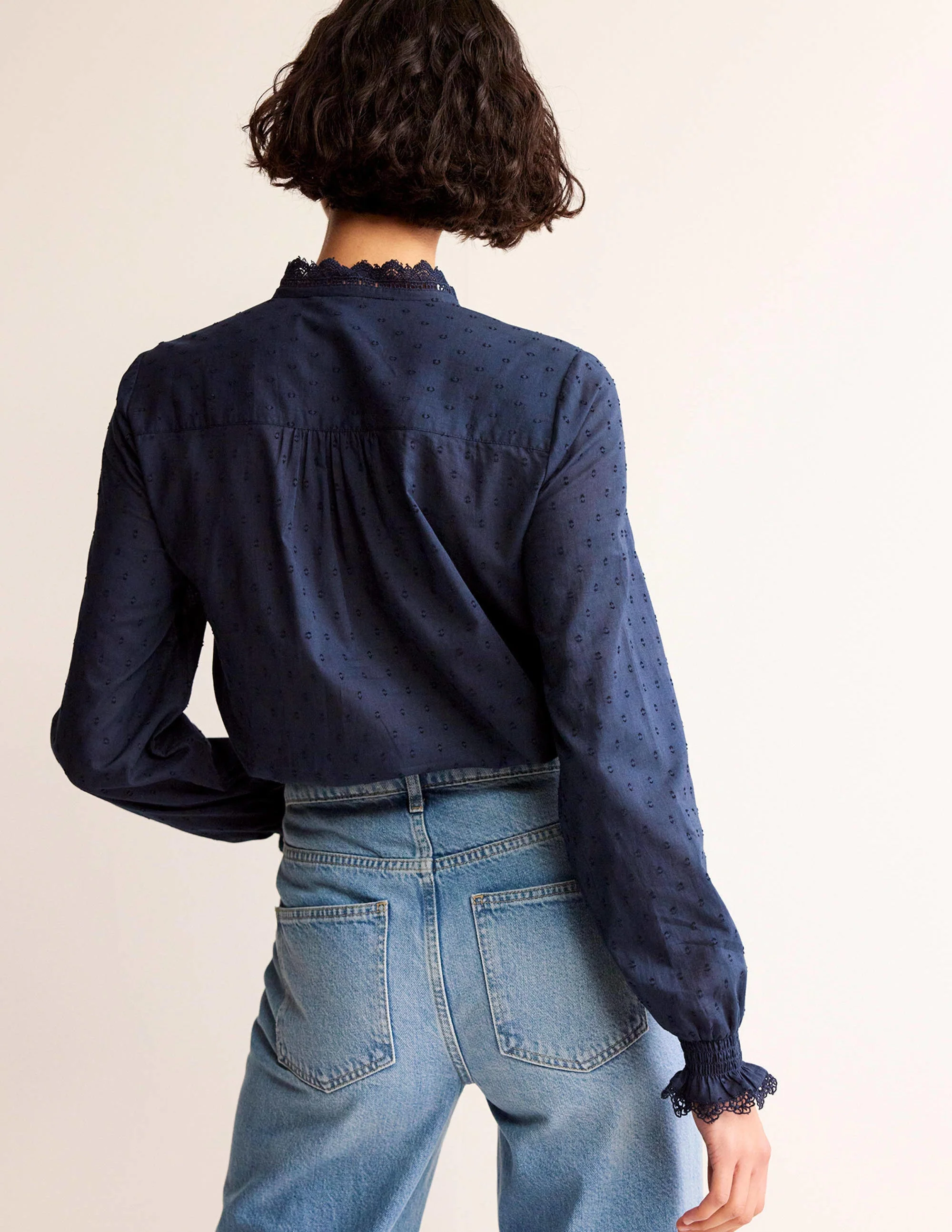 Romantic Textured Top-Navy - Image 3