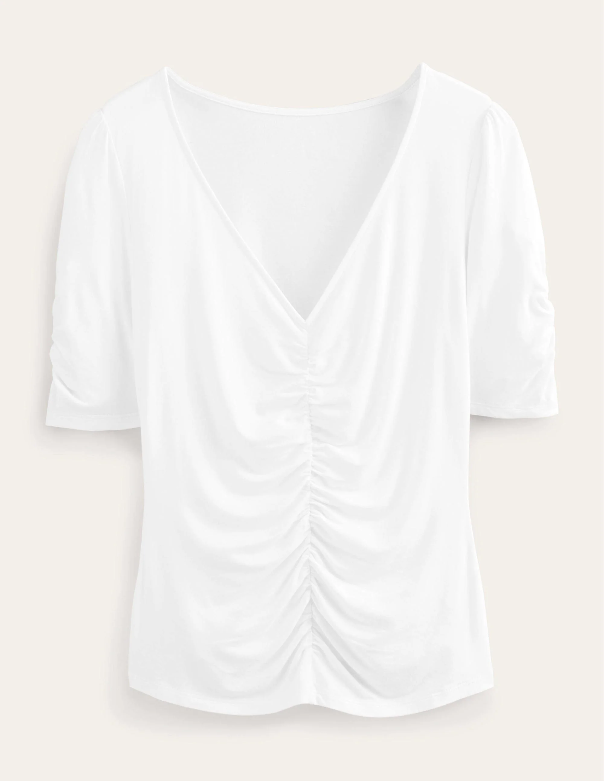 Ruched Front Printed Top-White - Image 5