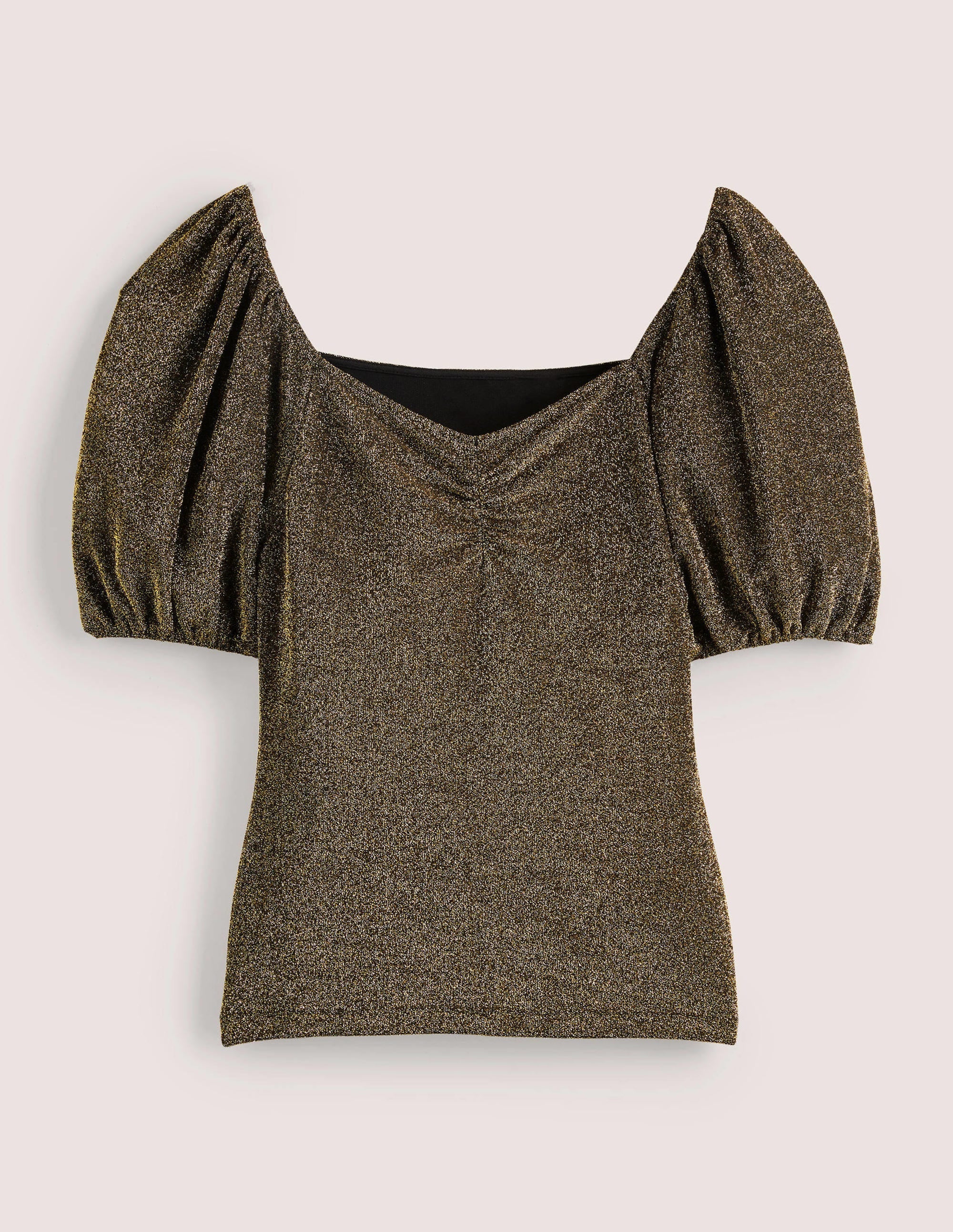 Ruched Sparkle Jersey Top-Black and Gold Sparkle - Image 6