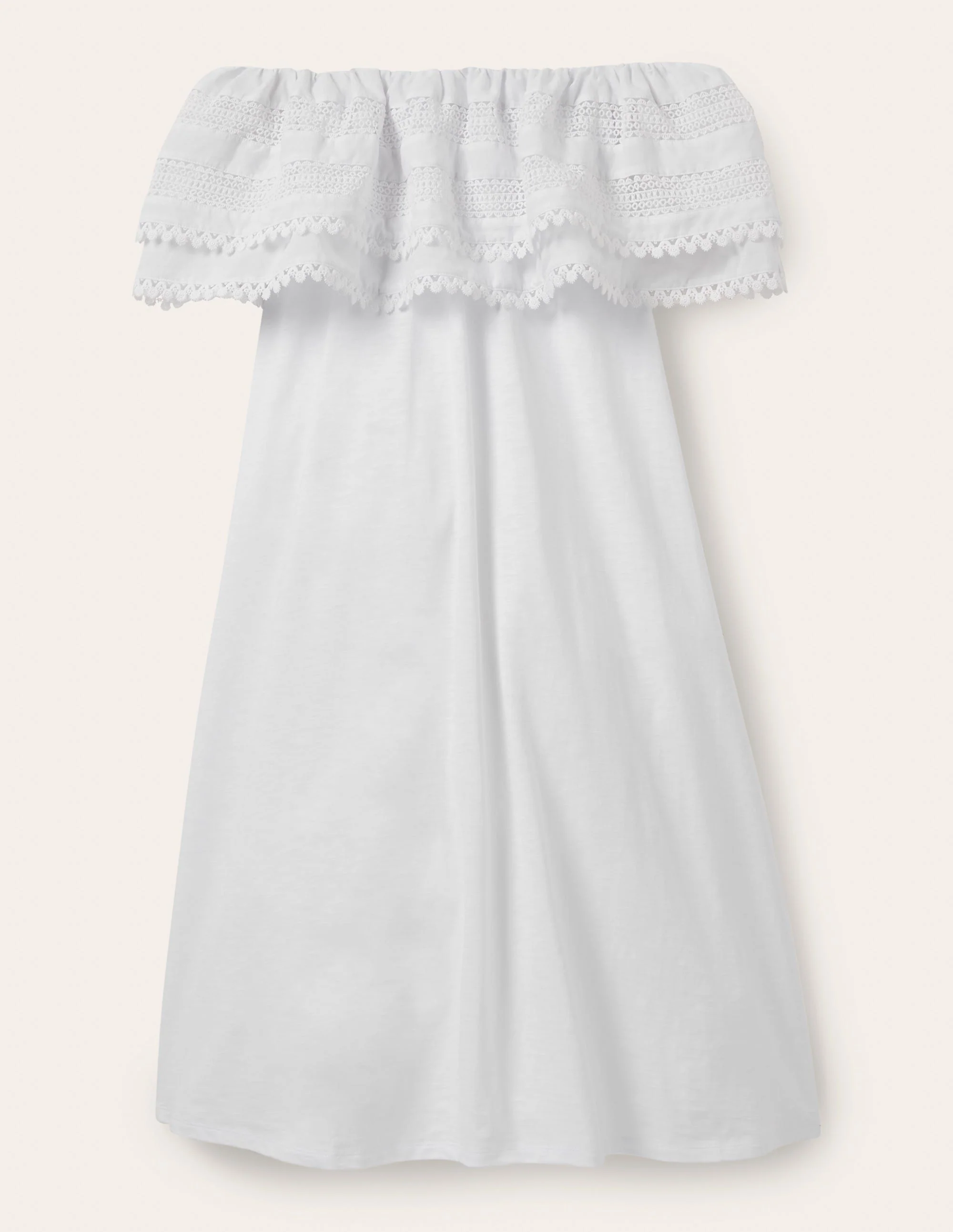 Ruffle Detail Jersey Dress-White - Image 6