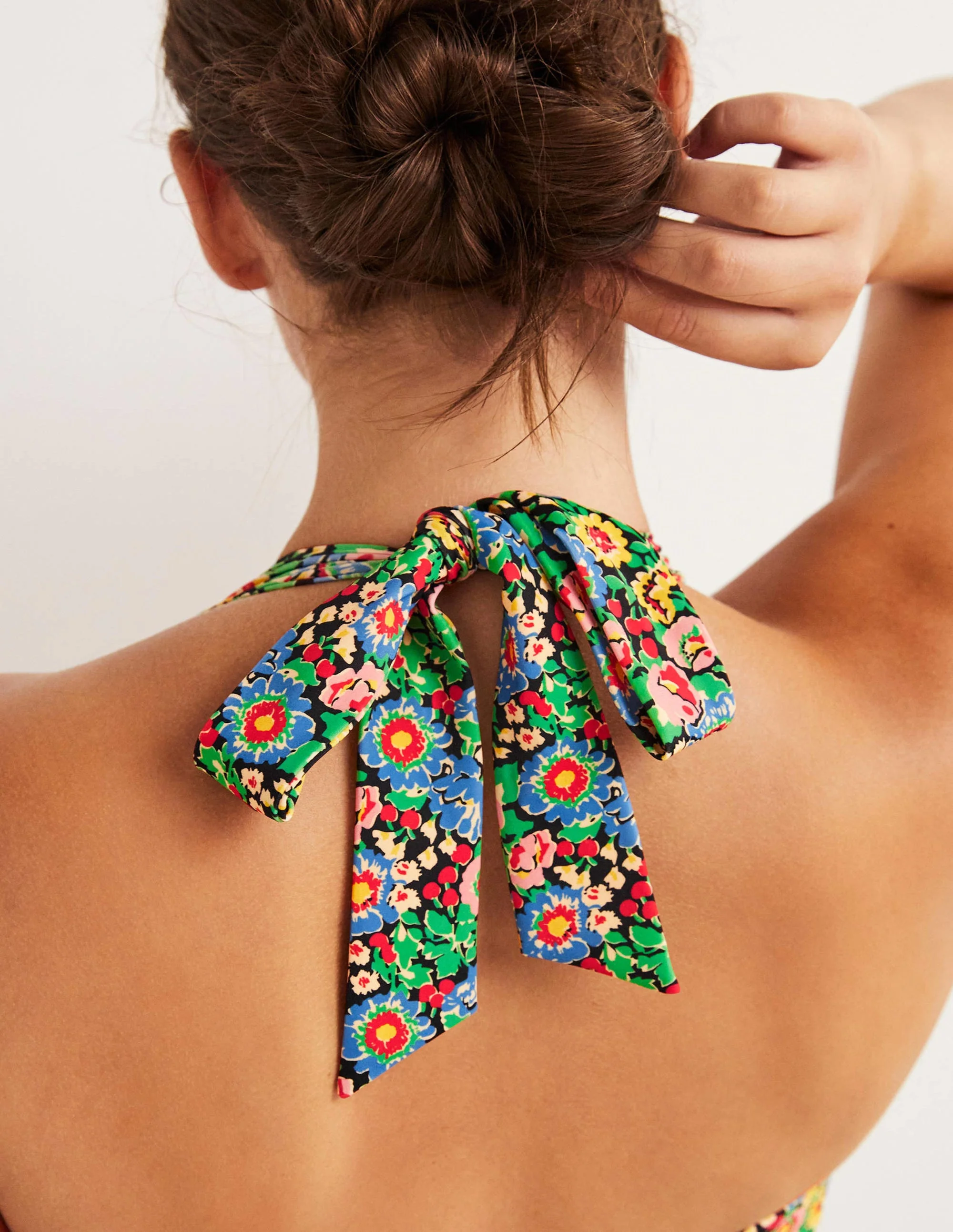 Ruffle Halterneck Bikini Top-Multi, Flora Illusion - Image 2