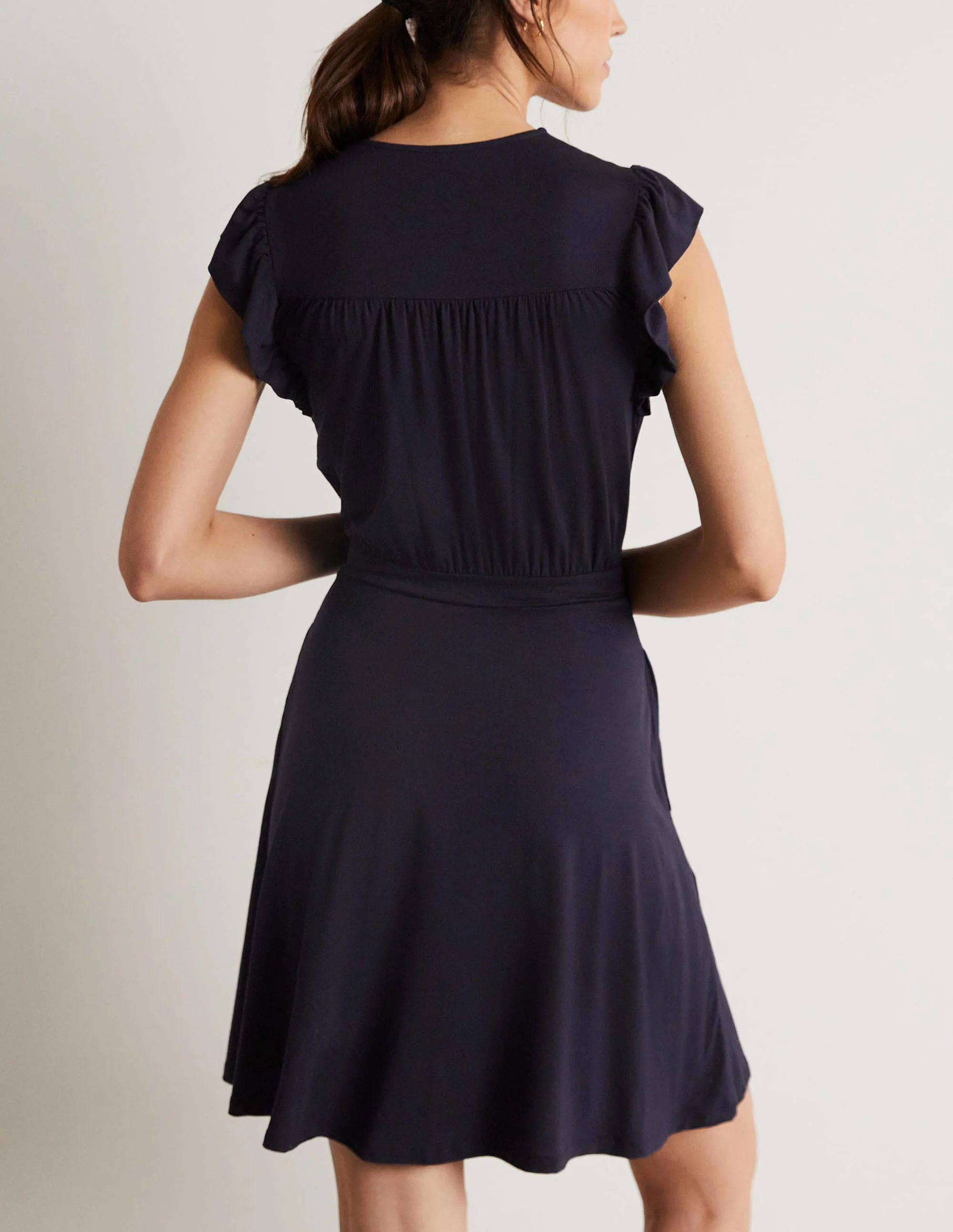 Ruffle Printed Mini Dress-Navy - Image 3