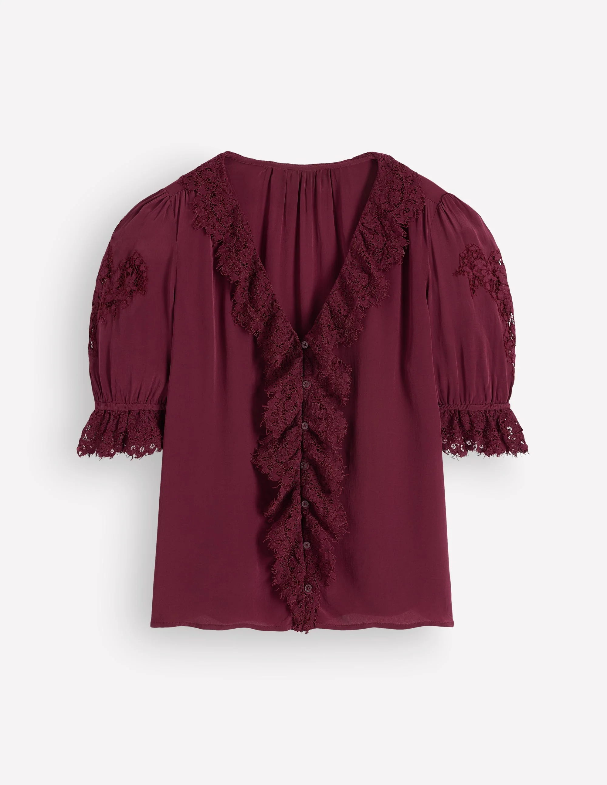 Ruffle V-neck Lace Top-Deep Wisteria - Image 6