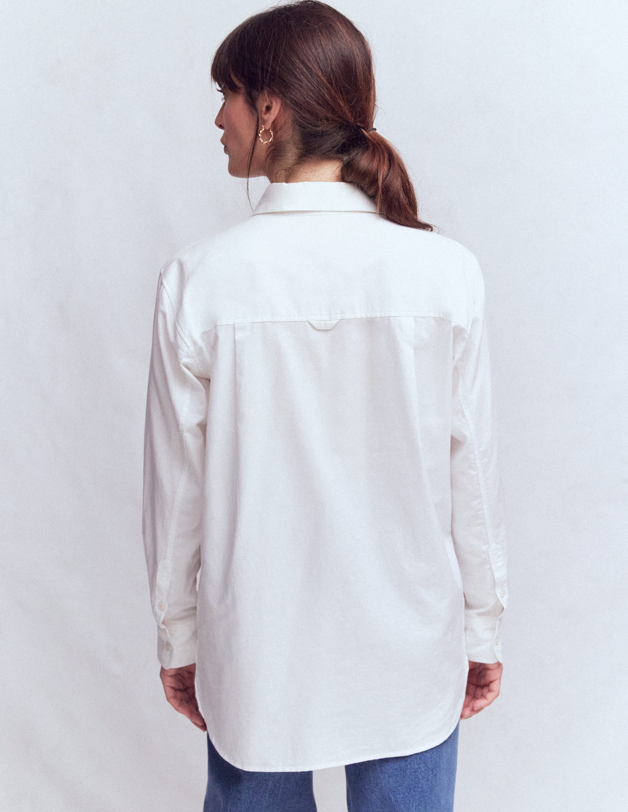 Sadie Relaxed Cotton Shirt-White Oxford - Image 3