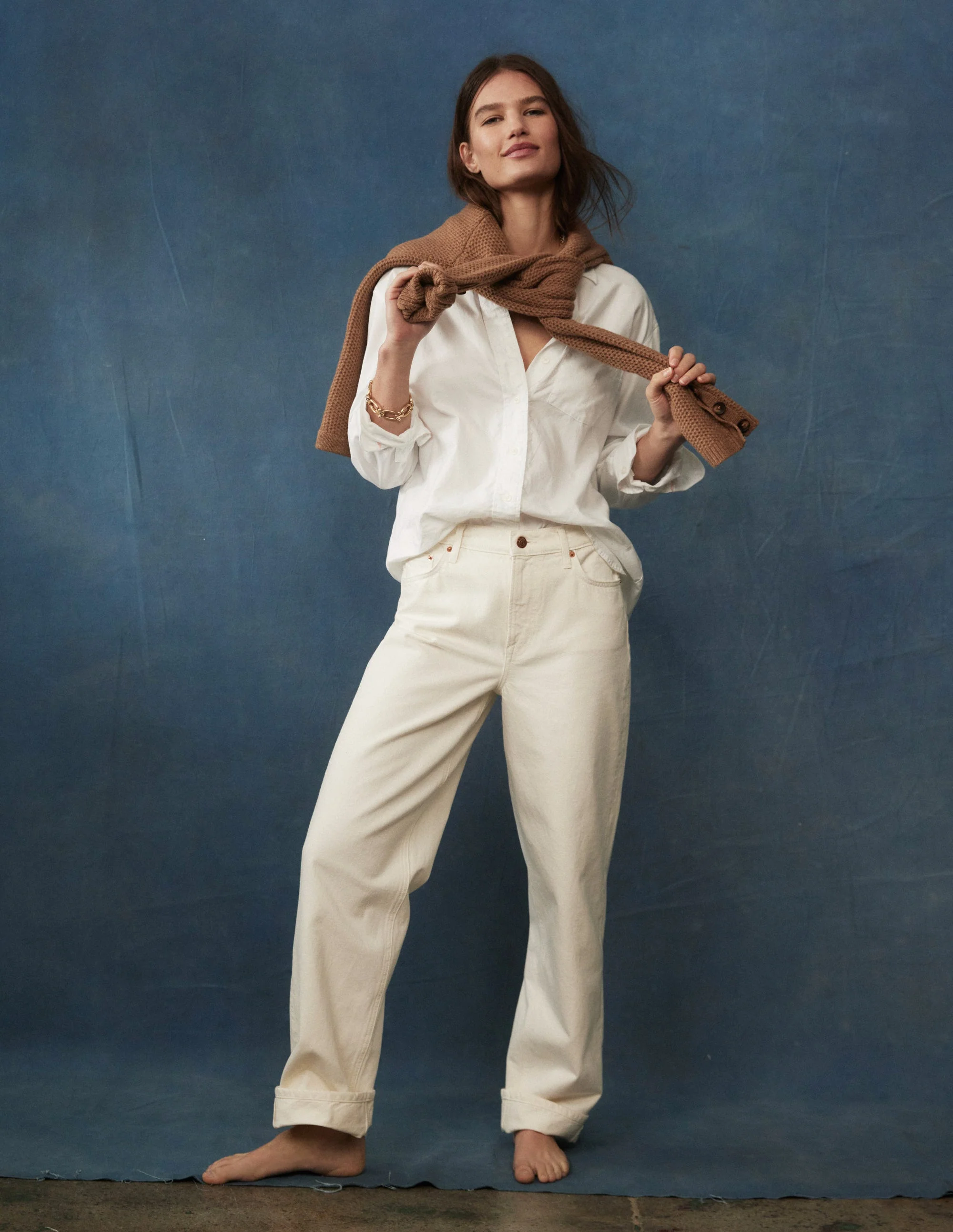 Sadie Relaxed Cotton Shirt-White Oxford - Image 8
