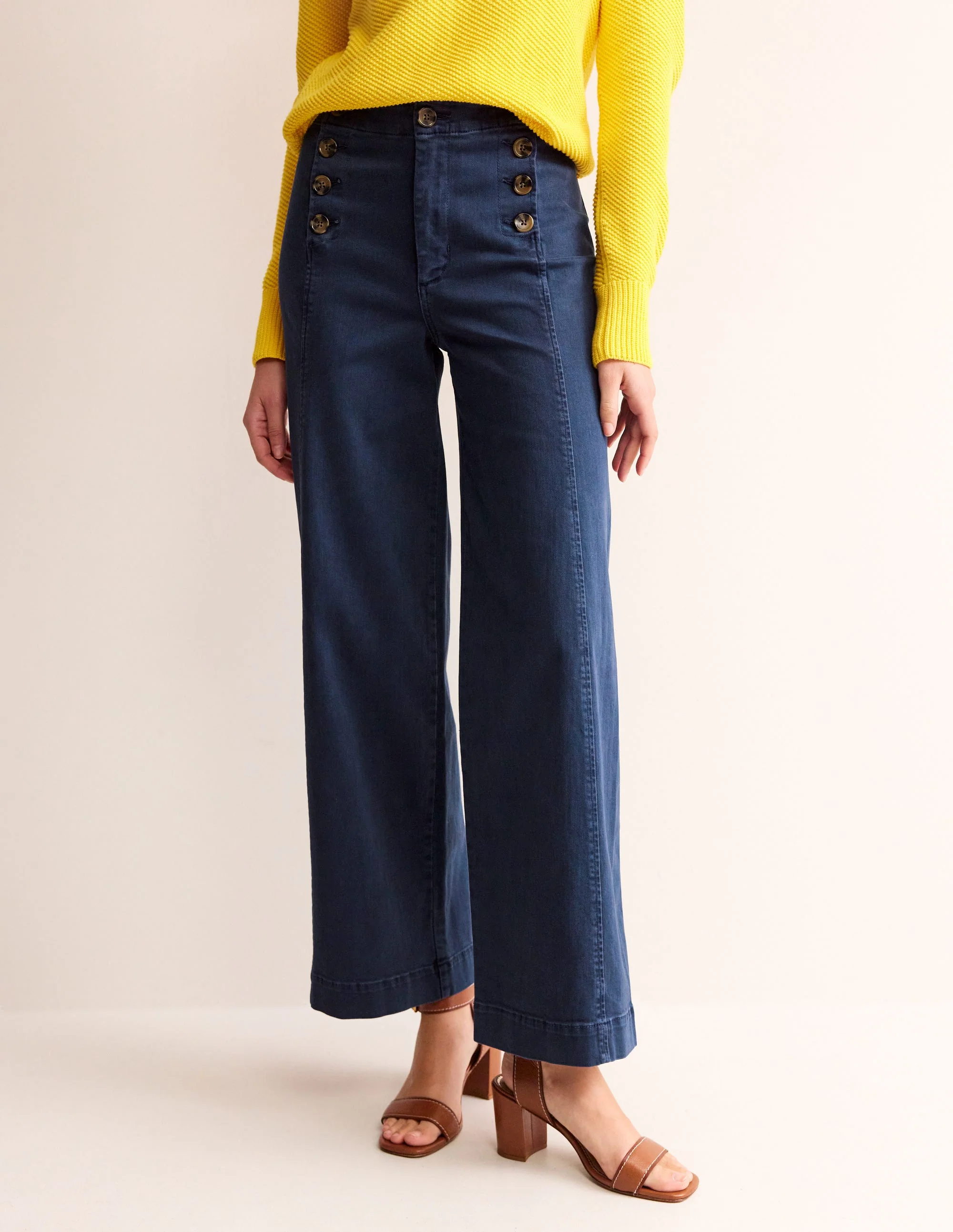 Sailor Wide Leg Trousers-Navy - Image 4