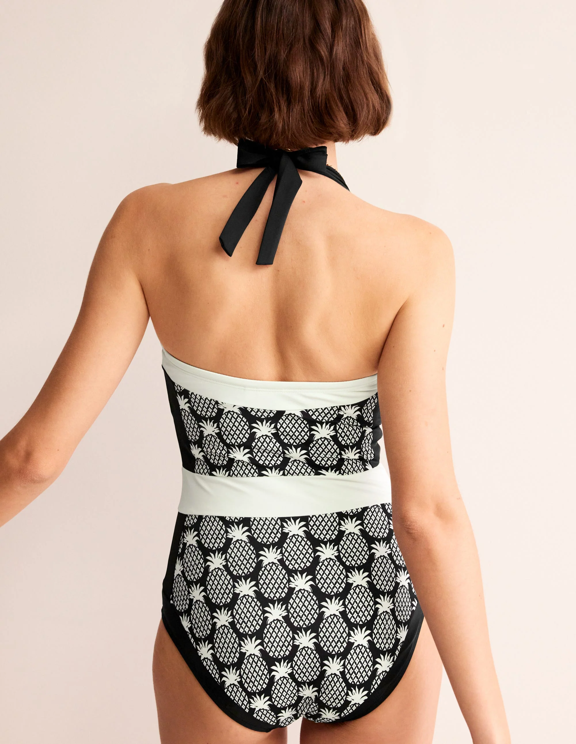 Santorini Halterneck Swimsuit-Black, Pineapple Geo - Image 4