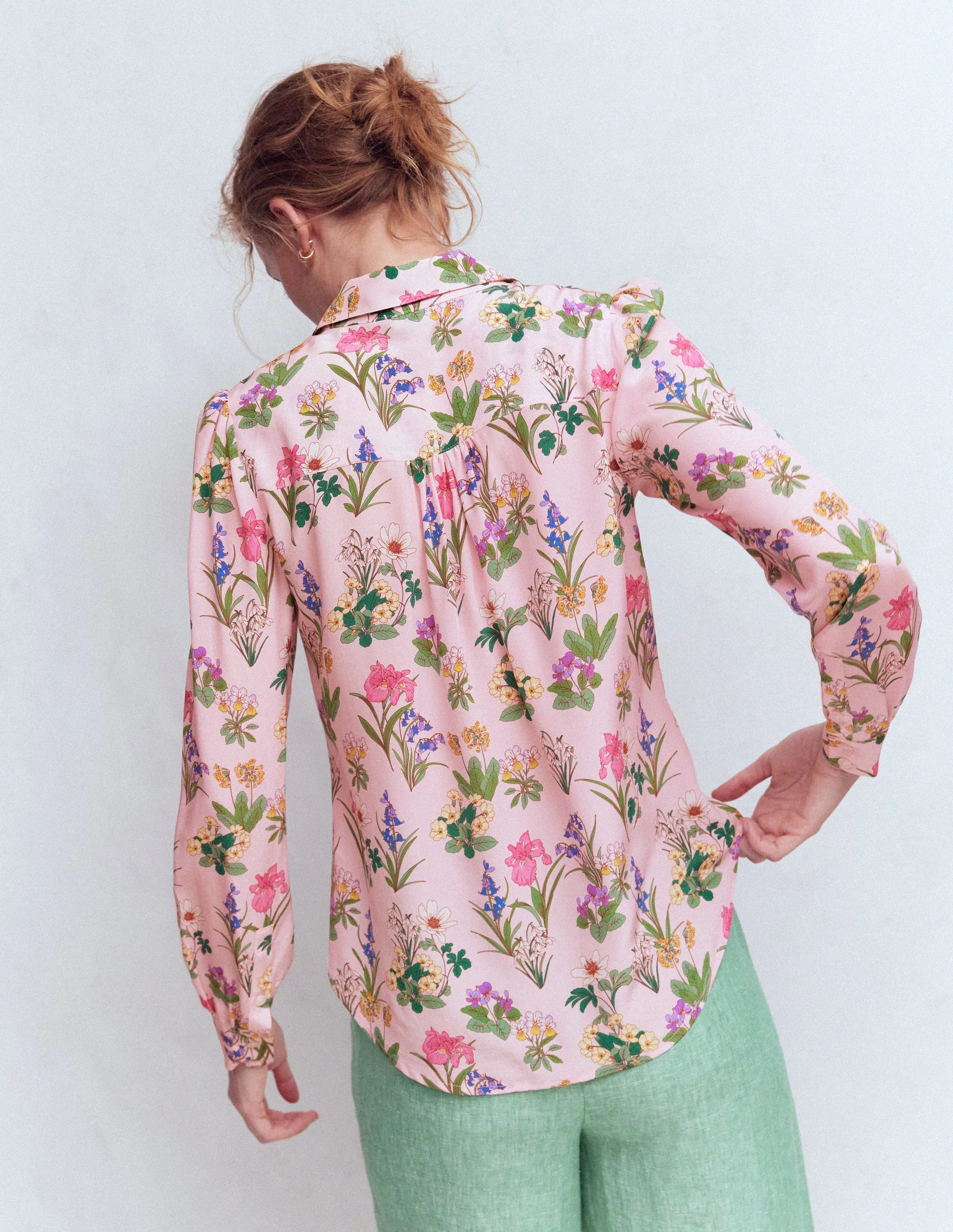 Sara Silk Shirt-French Pink, Delicate Blossom - Image 3