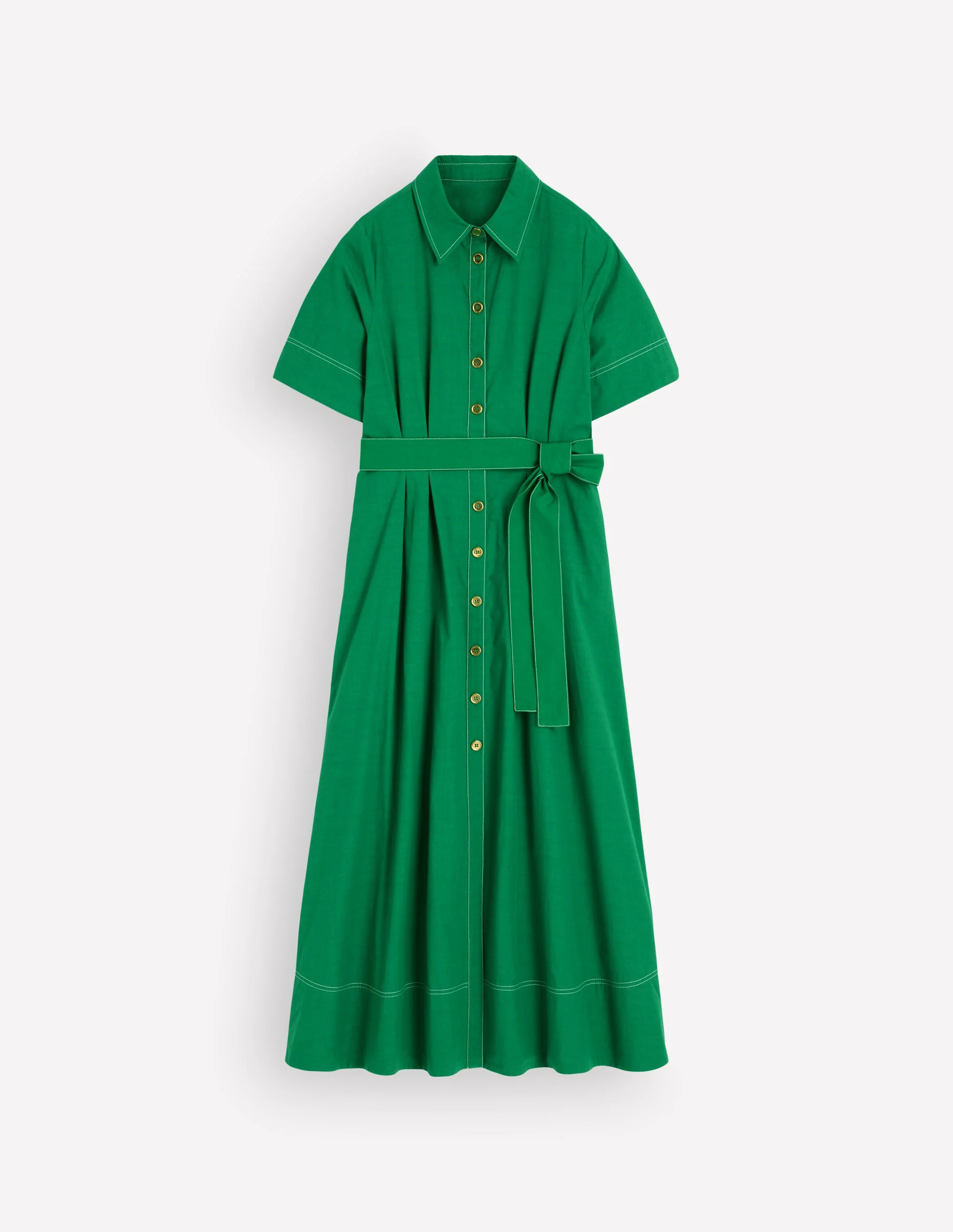 Sarah Cotton Midi Shirt Dress-Fresh Green - Image 7