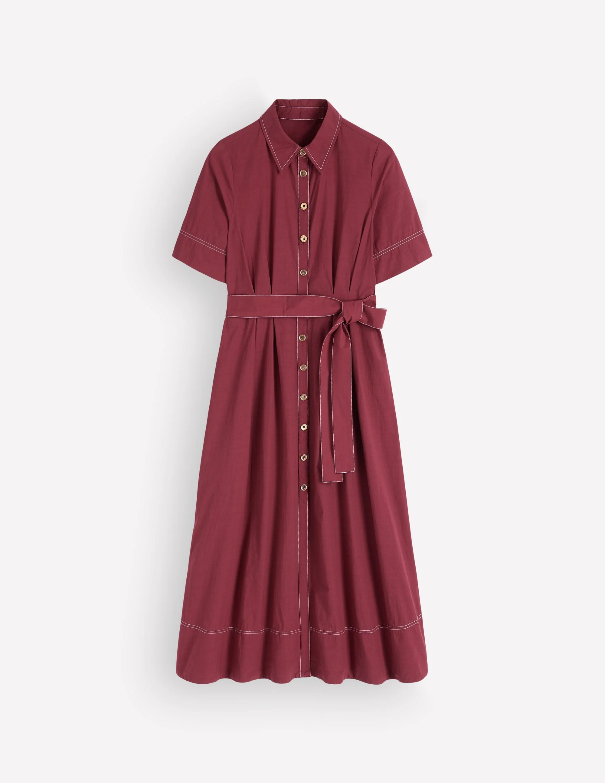 Sarah Cotton Midi Shirt Dress-Rich Chestnut - Image 6