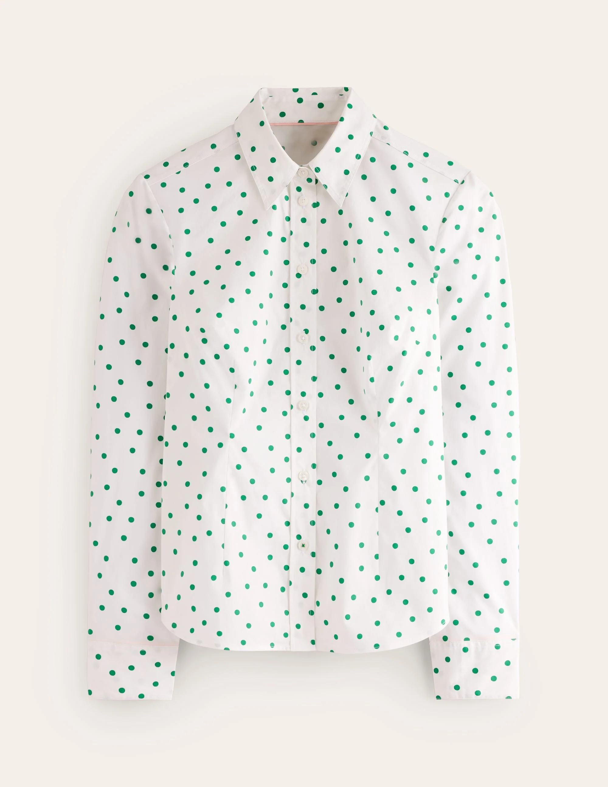 Saskia Stretch Cotton Shirt-Green Tambourine, Sparse Spot - Image 5