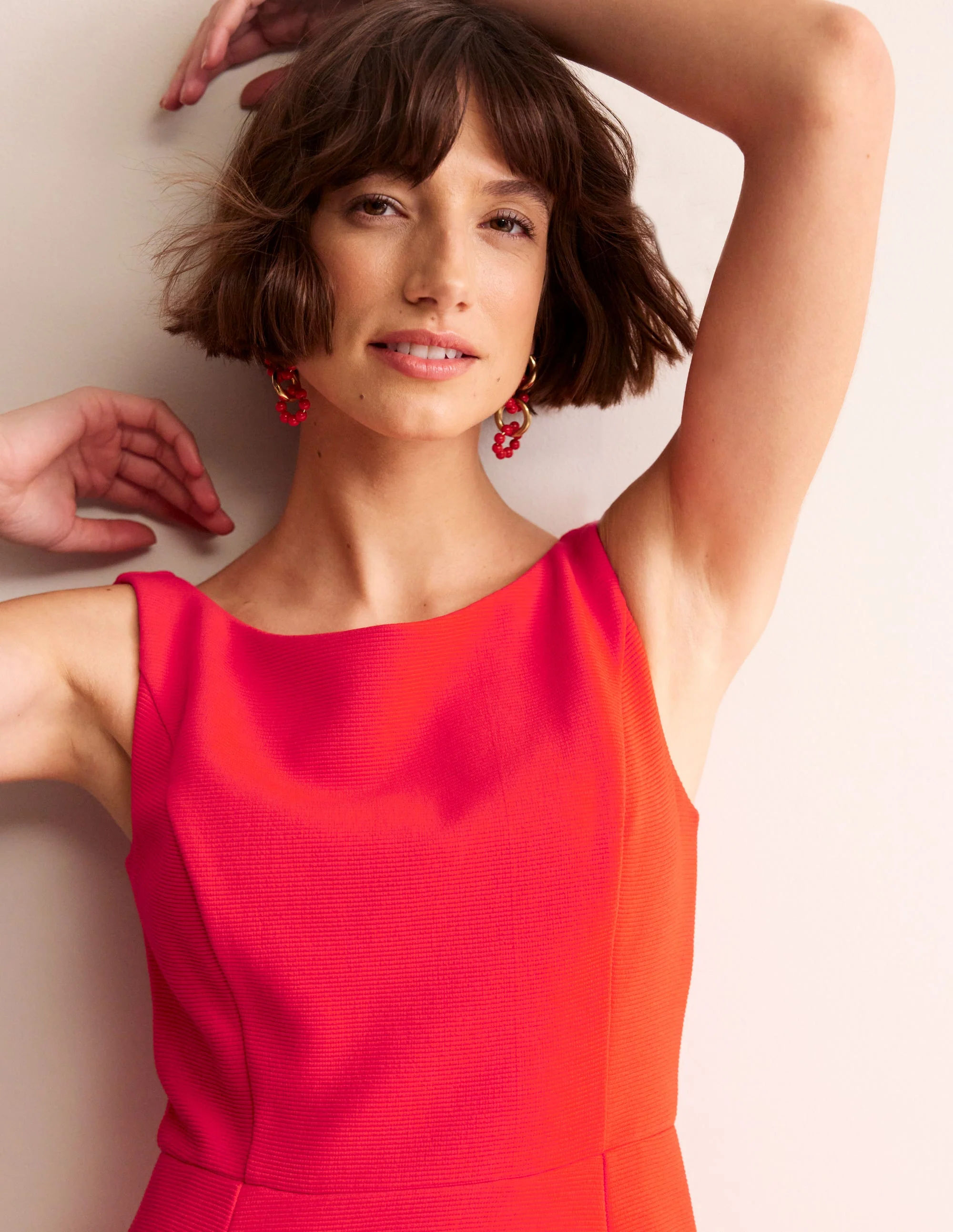 Scarlet Ottoman Ponte Dress-Flame Scarlet - Image 2