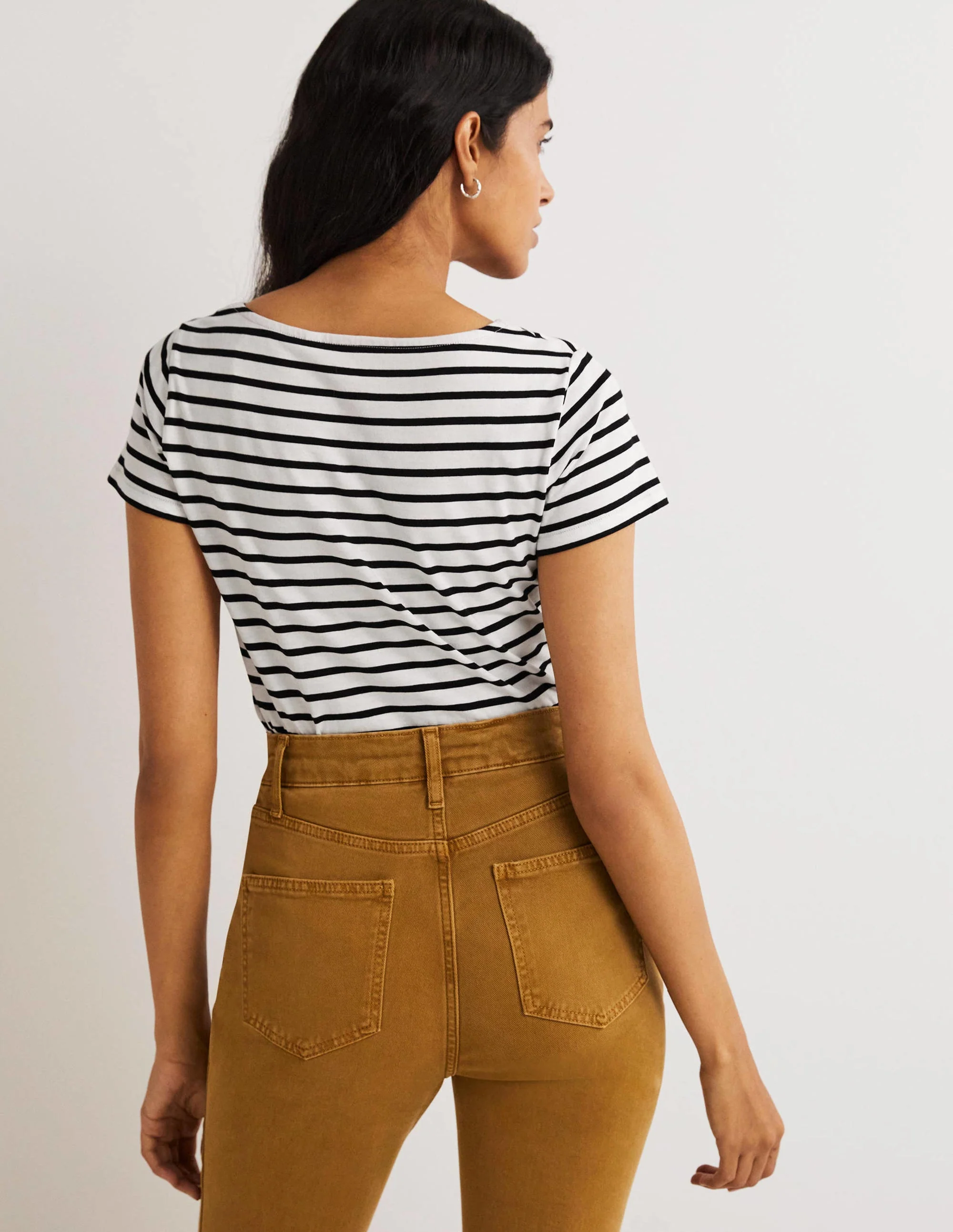 Short Sleeve Breton T-Shirt-Ivory / Black Stripe - Image 3