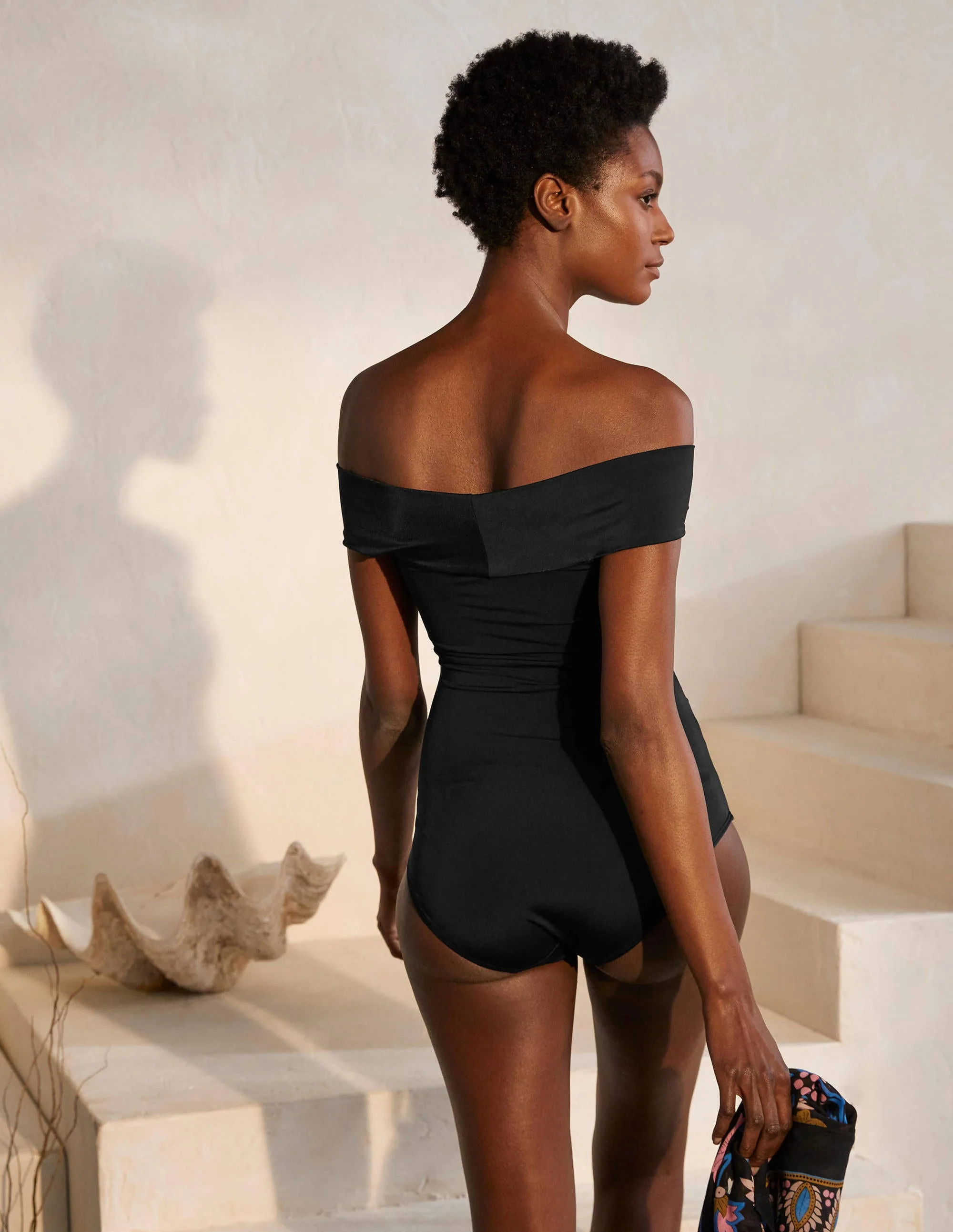 Sicily Bardot Swimsuit-Black - Image 2